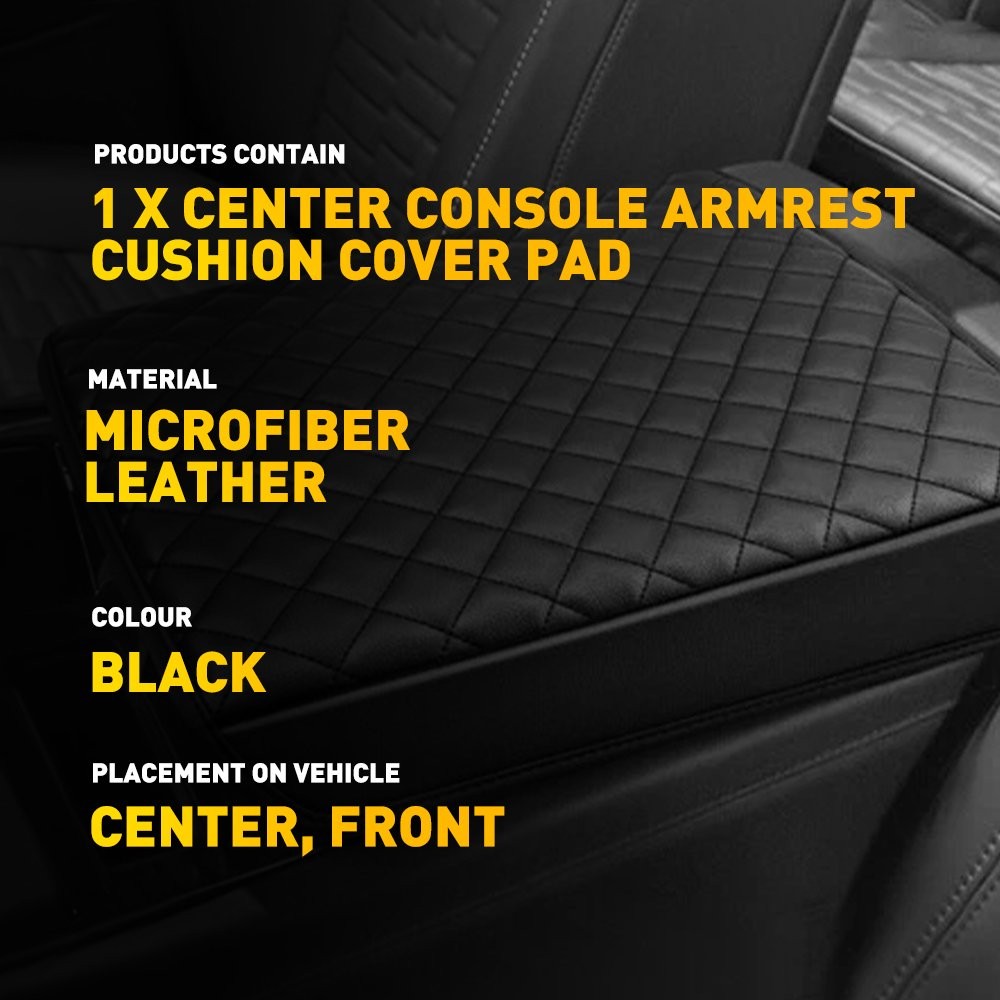 Fits Cadillac Escalade 2021-2026 Center Console Lid Armrest Cover Black Leather