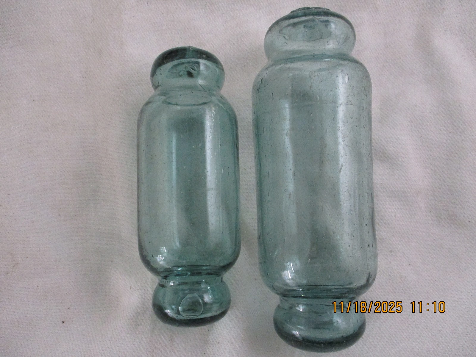 Two Authentic Japanese Large and Small Rolling Pin Floats Alaska Beach Combed