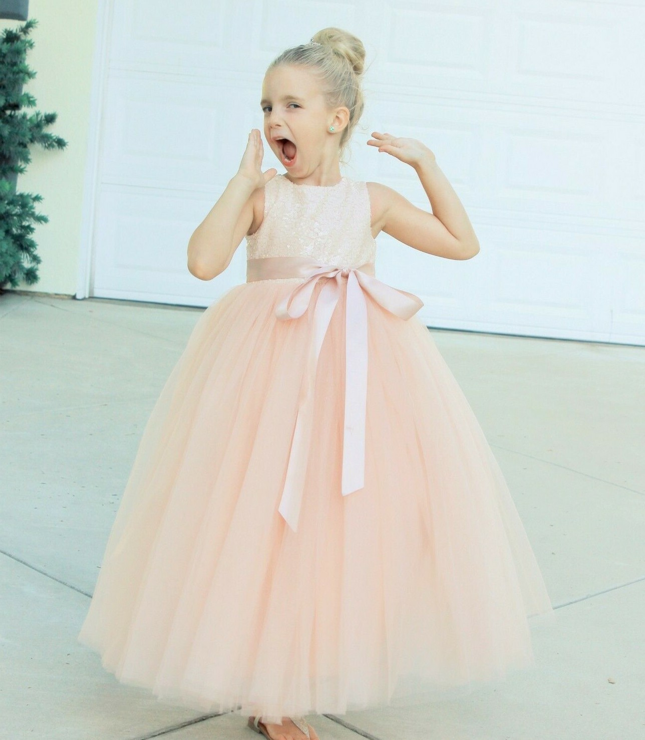 Sequin Heart Cutout Flower Girl Dress Formal Dress Father Daughter Dance Dresses