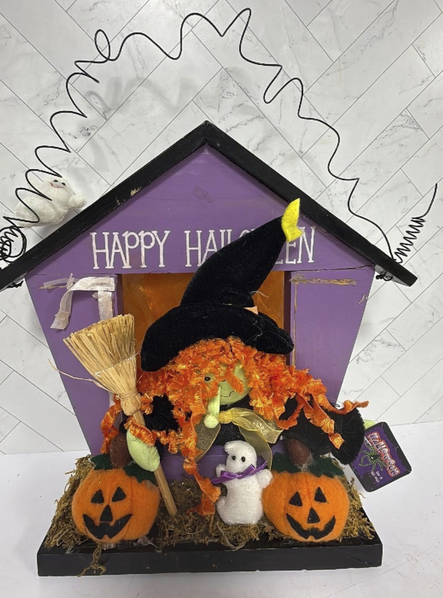 Vintage 90s Walmart Happy Halloween Witch Free Wall Free Standing Decor