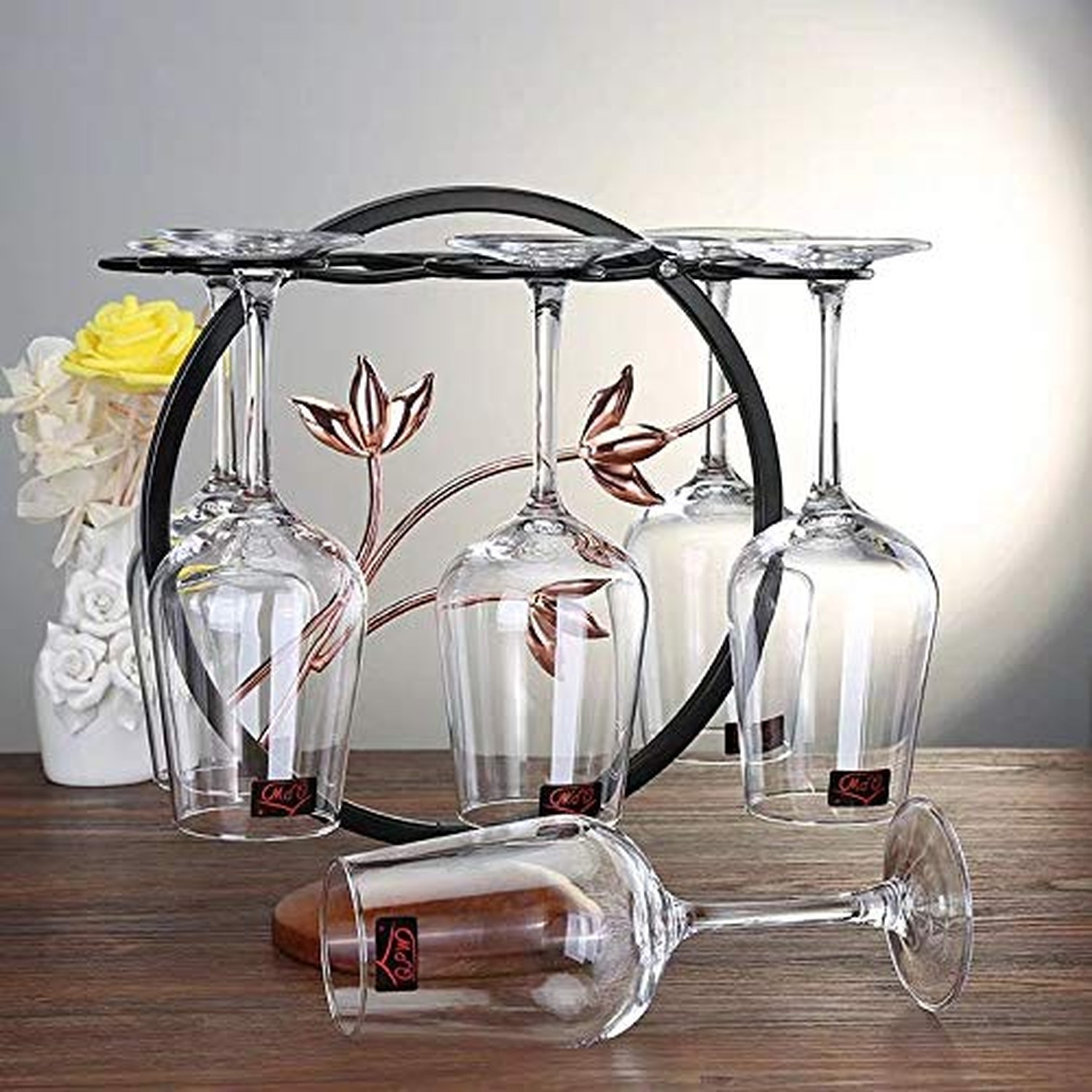 Wine Glass Rack Stand-alone Metal Drying Stand - Kitchen Bar Decoration Multi...
