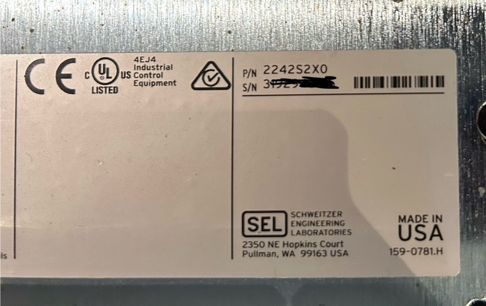 Schweitzer 2242S2X0 SEL-2242 I/O Chassis Backplane