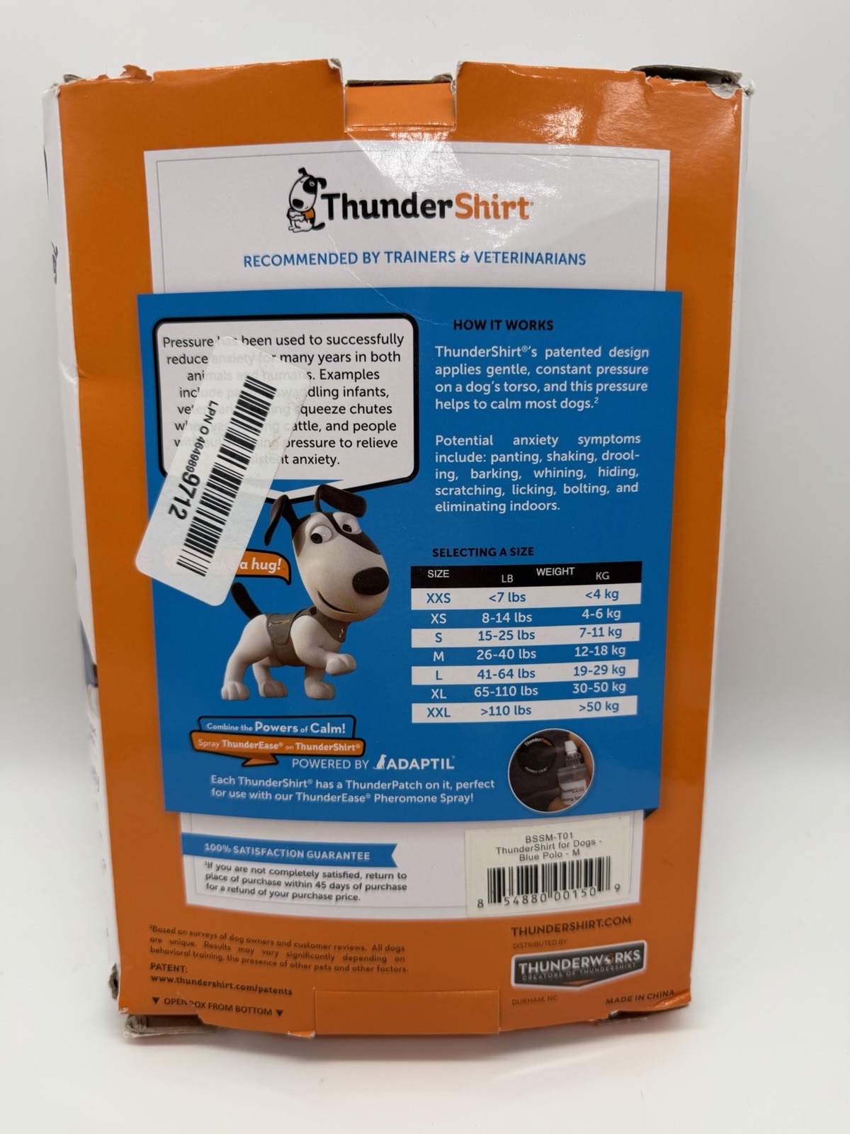 Thundershirt Dog Anxiety Jacket Size Medium Solid Blue 26-40 Lbs **FLAW**