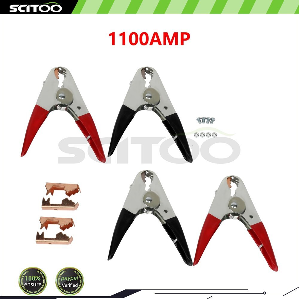 SCITOO 4pcs Battery Booster Cable Parrot Clamps 1100AMP Jumper Replacement