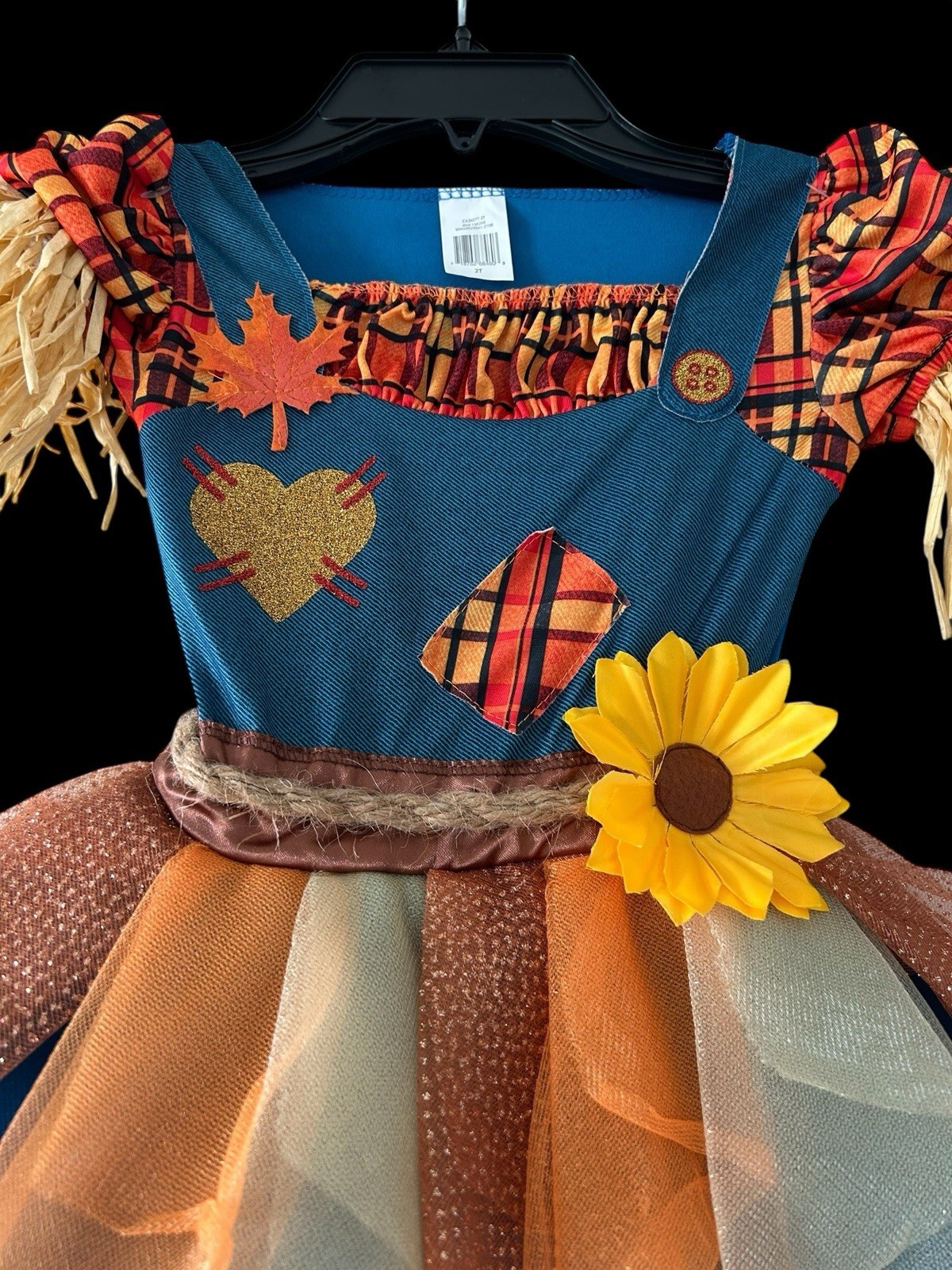 Girls Scarecrow Costume Tutu Skirt Sz 2T Halloween Thanksgiving Fall Pumpkin 2