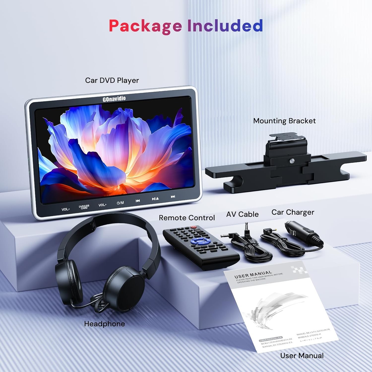 10.1" Full HD Car Headrest DVD Player Monitor for Kids HDMI USB SD MP3 w/Headset