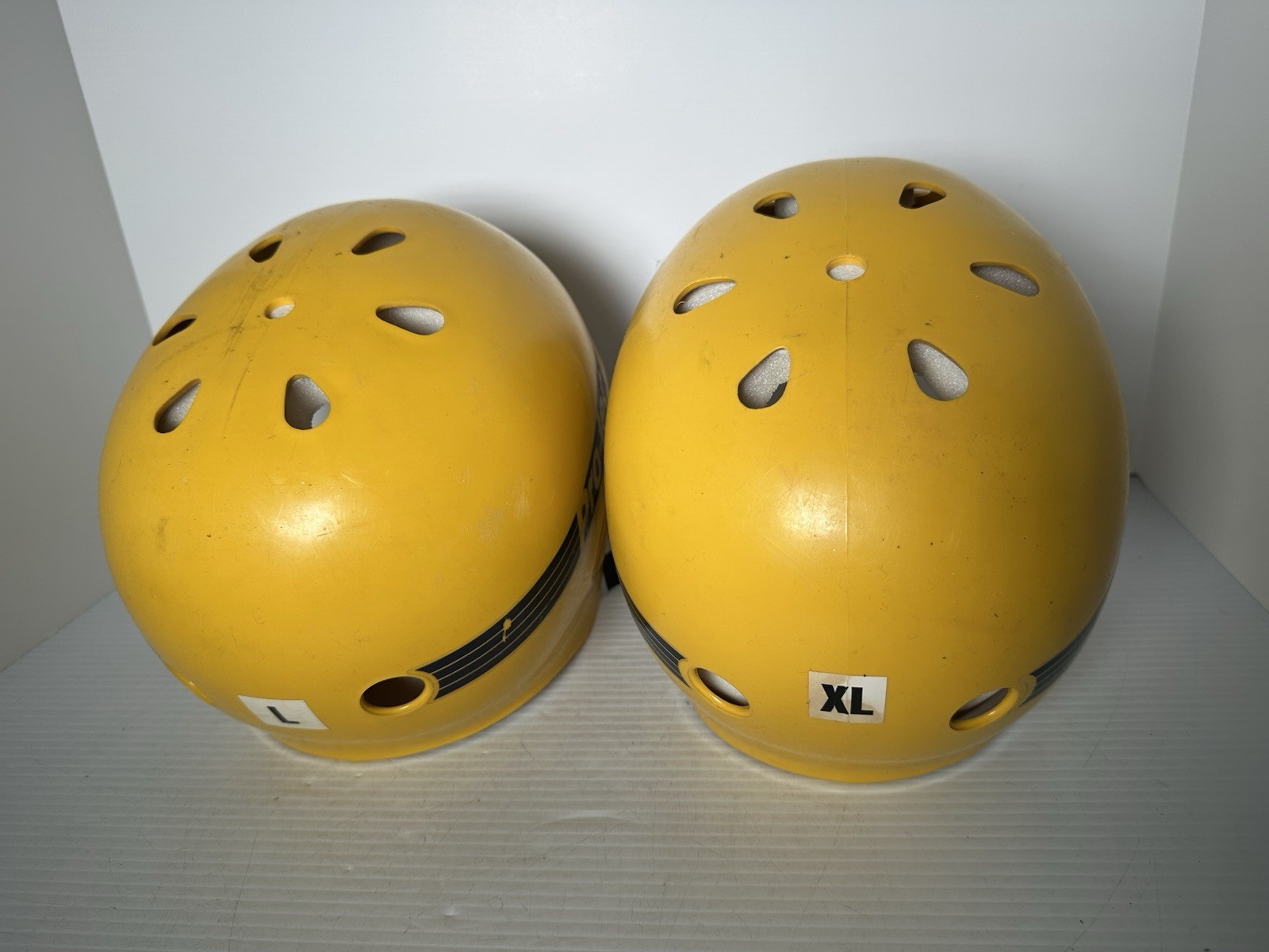 Vintage 1980s Pro-Tec Skateboard Helmet BMX Yellow Made in USA L XL Set Of 2