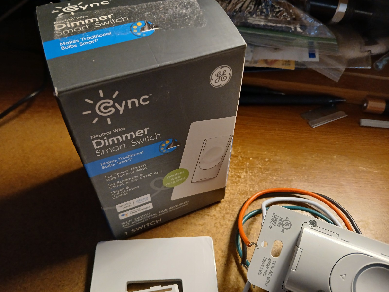 GE Cync Dimmer Smart Switch Requires Neutral Wire Works W/Google/Alexa-Open Box