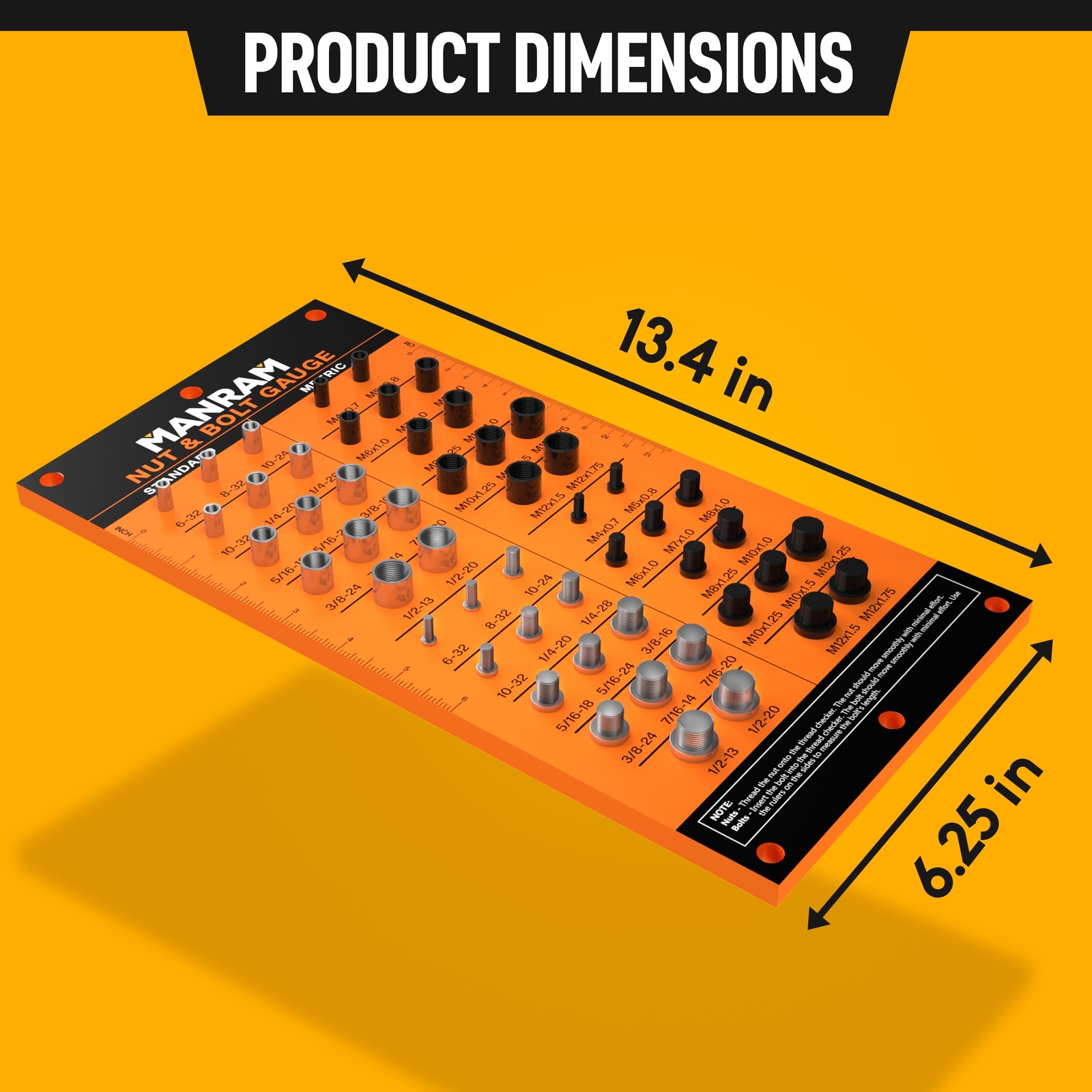 Thread Checker with All-Metal Board,Nut & Bolt Thread Checker,Bolt Size & Thread