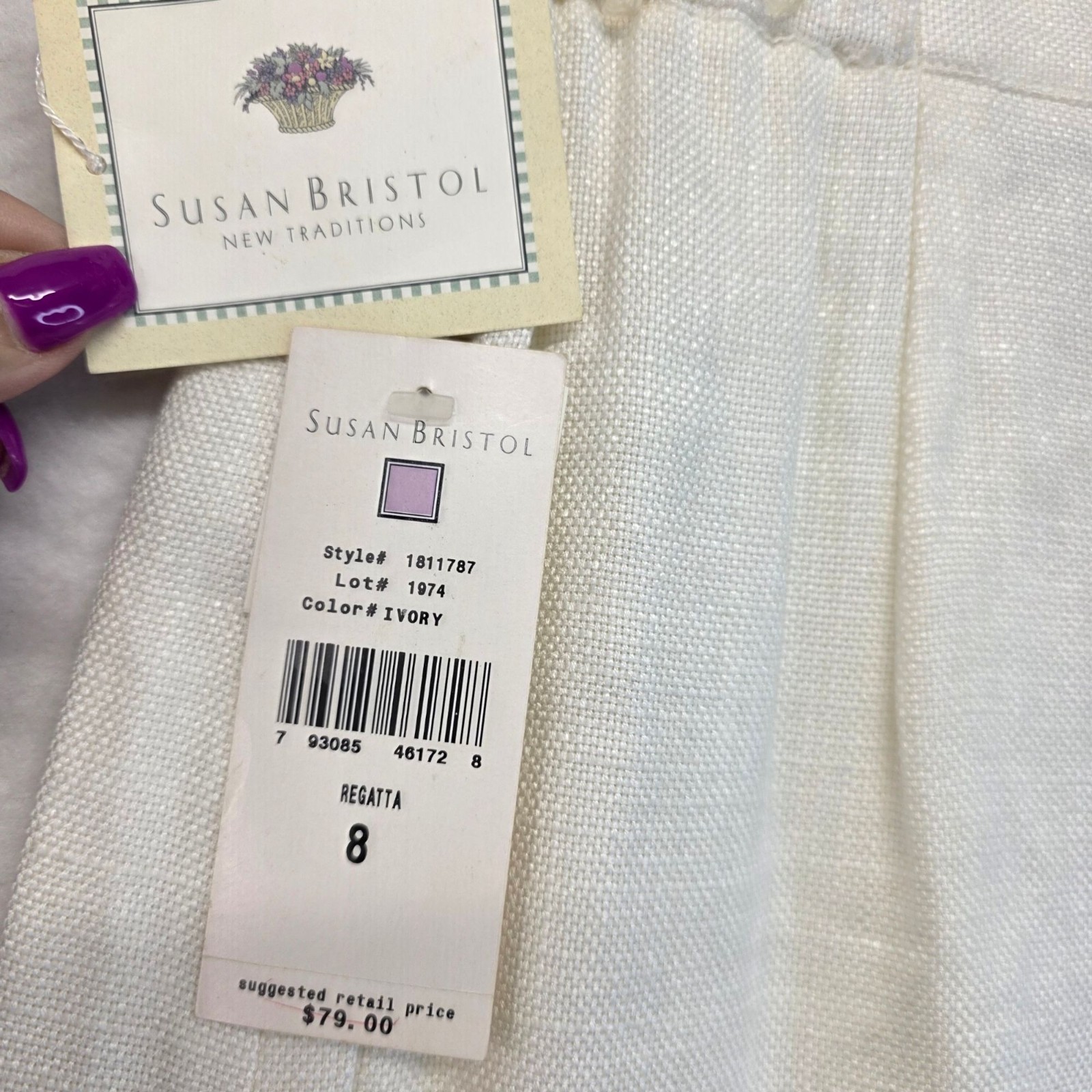 Vintage Susan Bristol Pencil Skirt Sz 8 Ivory Deadstock USA Neutral Fairy Career