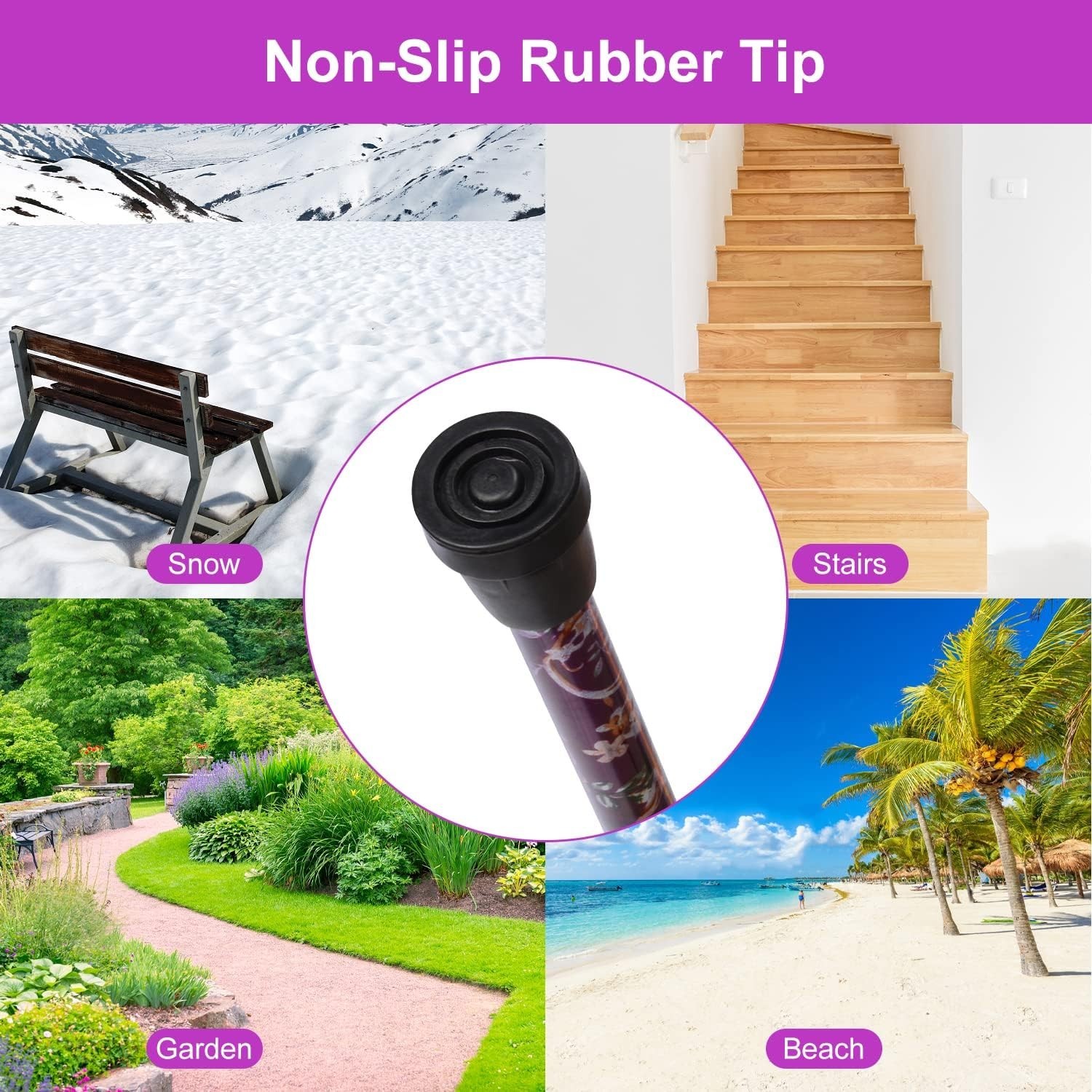 Walking Cane-Folding CaneAdjustable Colorful Walking Stick for Men & Women Black