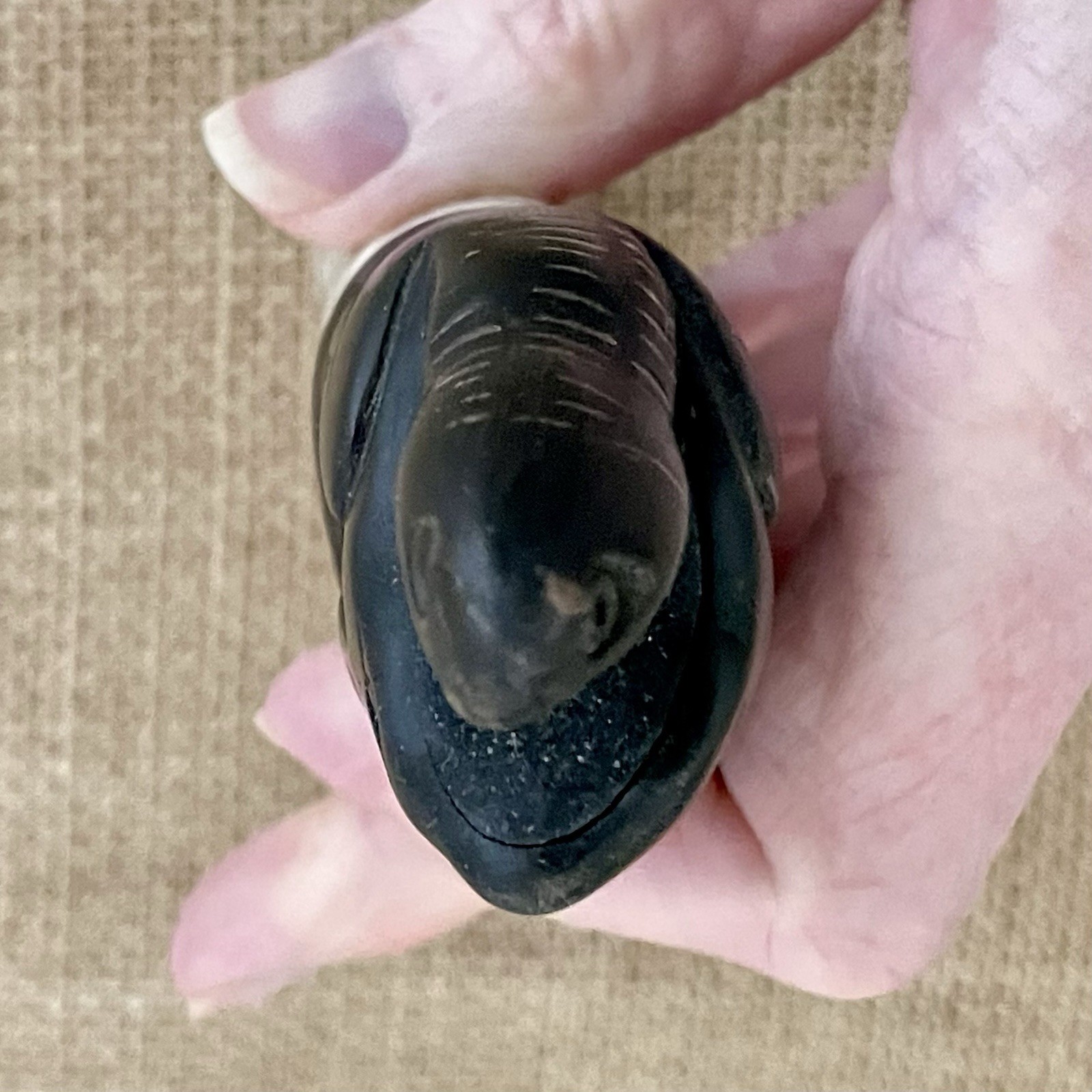 Vintage African Carved Antler Container Snuff Bottle 6.5" x 1.5" Frog Stopper