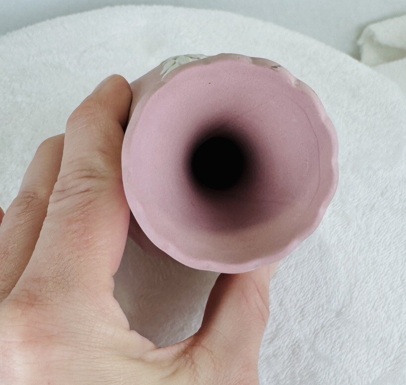 Wedgwood Pink Jasperware Dancing Hours Still Vase Fluted 5.5” Rare Vintage