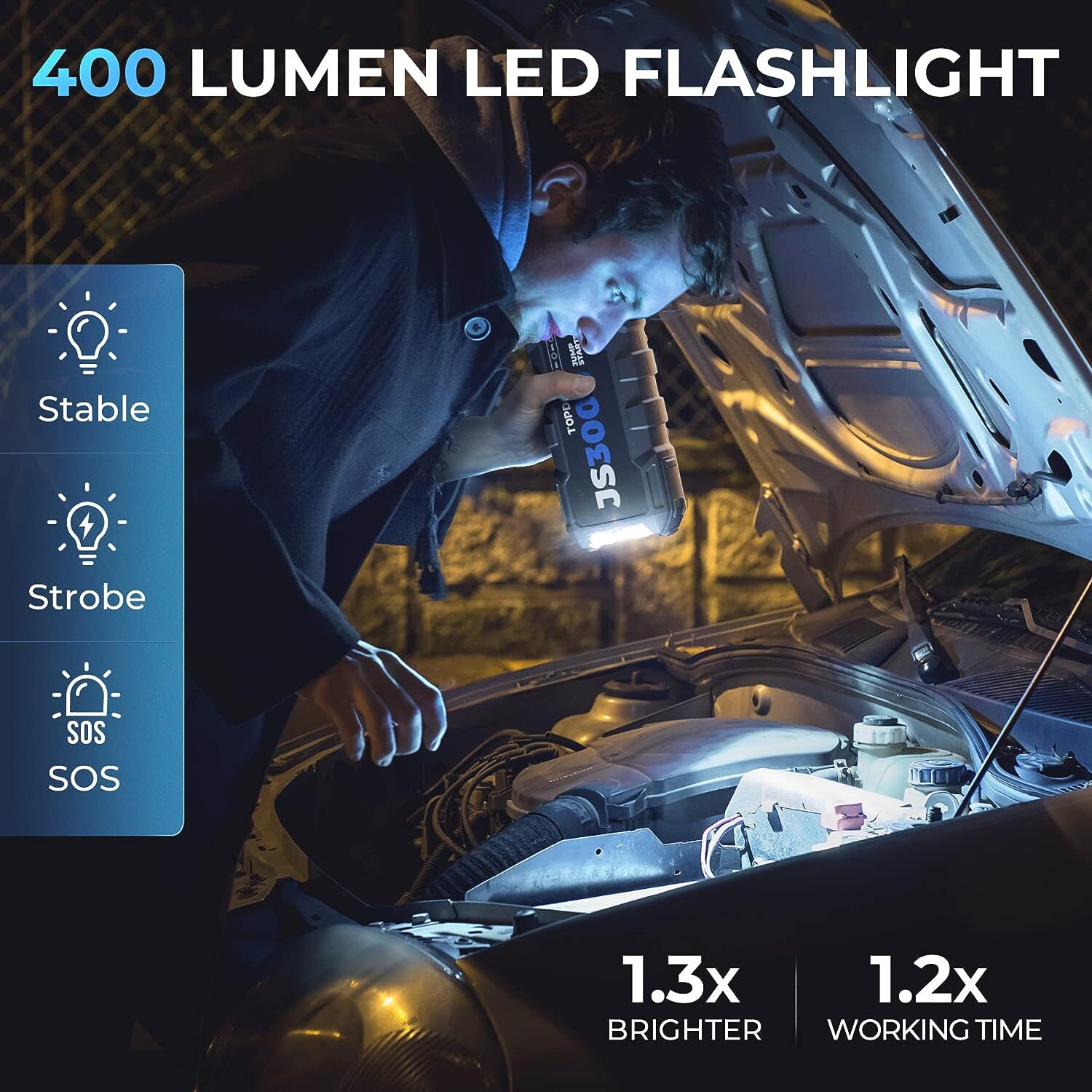 TOPDON JS3000 Jump Starter 3000 Peak Amps 12 Volt Jumper Starter Battery Booster