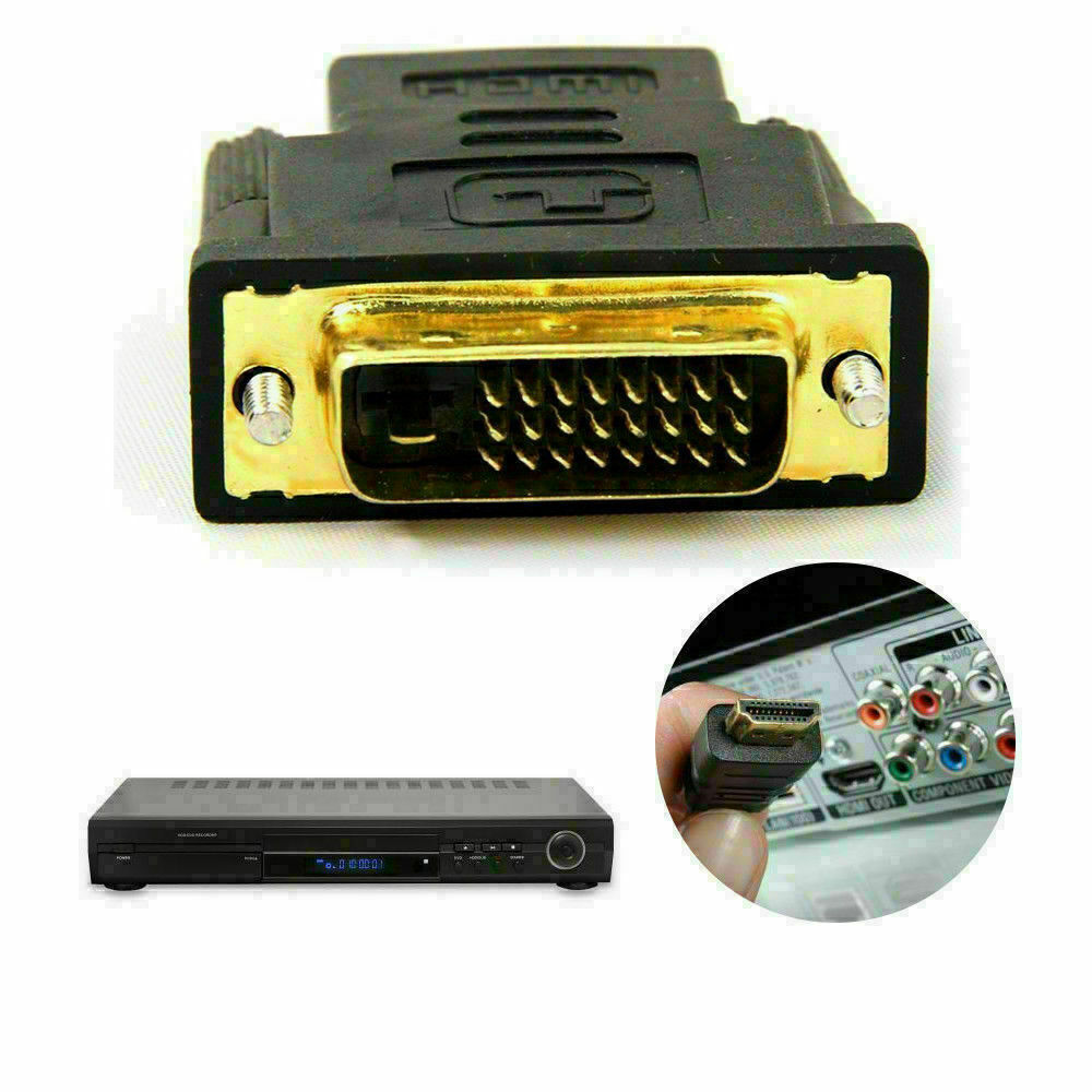 DVI-D Male (24+1 pin) to HDMI Female (19-pin) HD HDTV Monitor Display Adapter