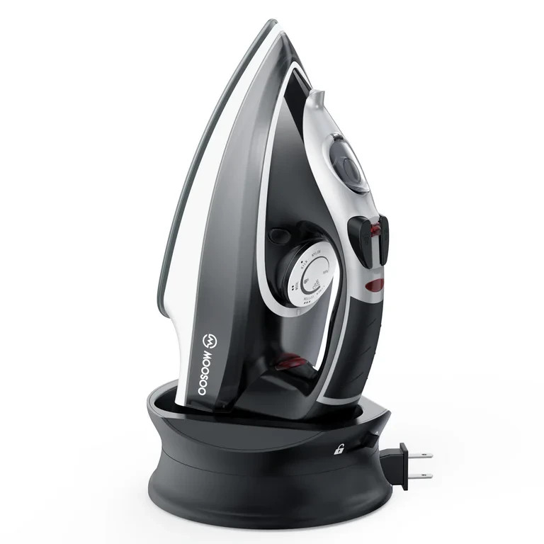 Moosoo Cordless Iron,1500W ,Anti-Drip,Adjustable Temperature,Quick-Charge Base