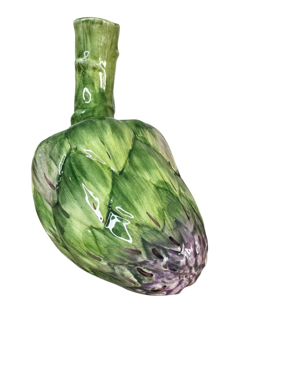 Artichoke Vase Bottle Ceramic Vegetable Decor Italian Majolica