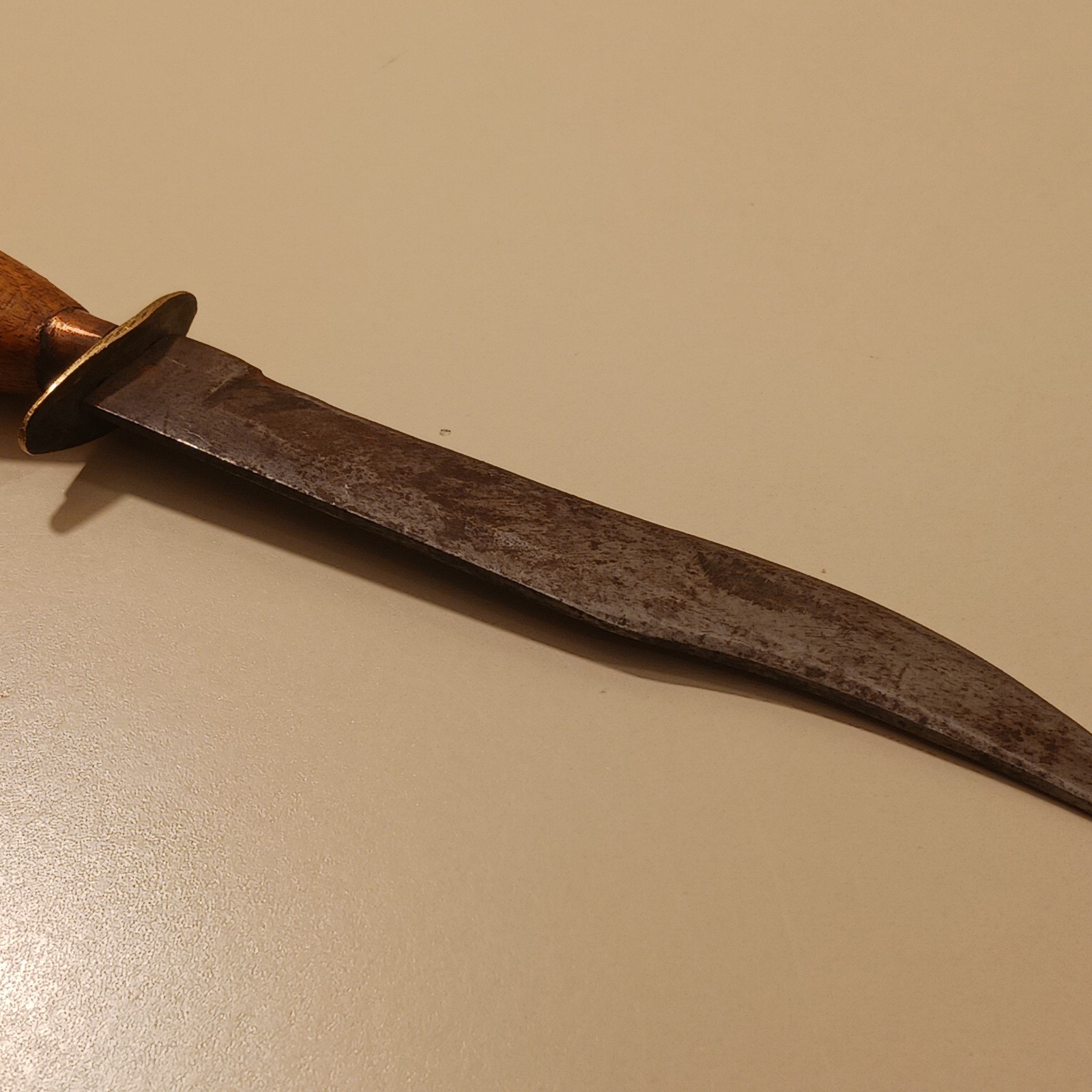 Vintage Bowie Knife Fixed Blade Hunting Survival Wood Handle Brass Bolster Gear