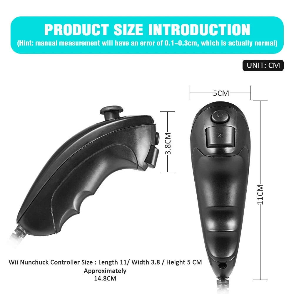 2Pack Built-in Motion Plus Wii Remote & Nunchuck Controller for Wii U Console