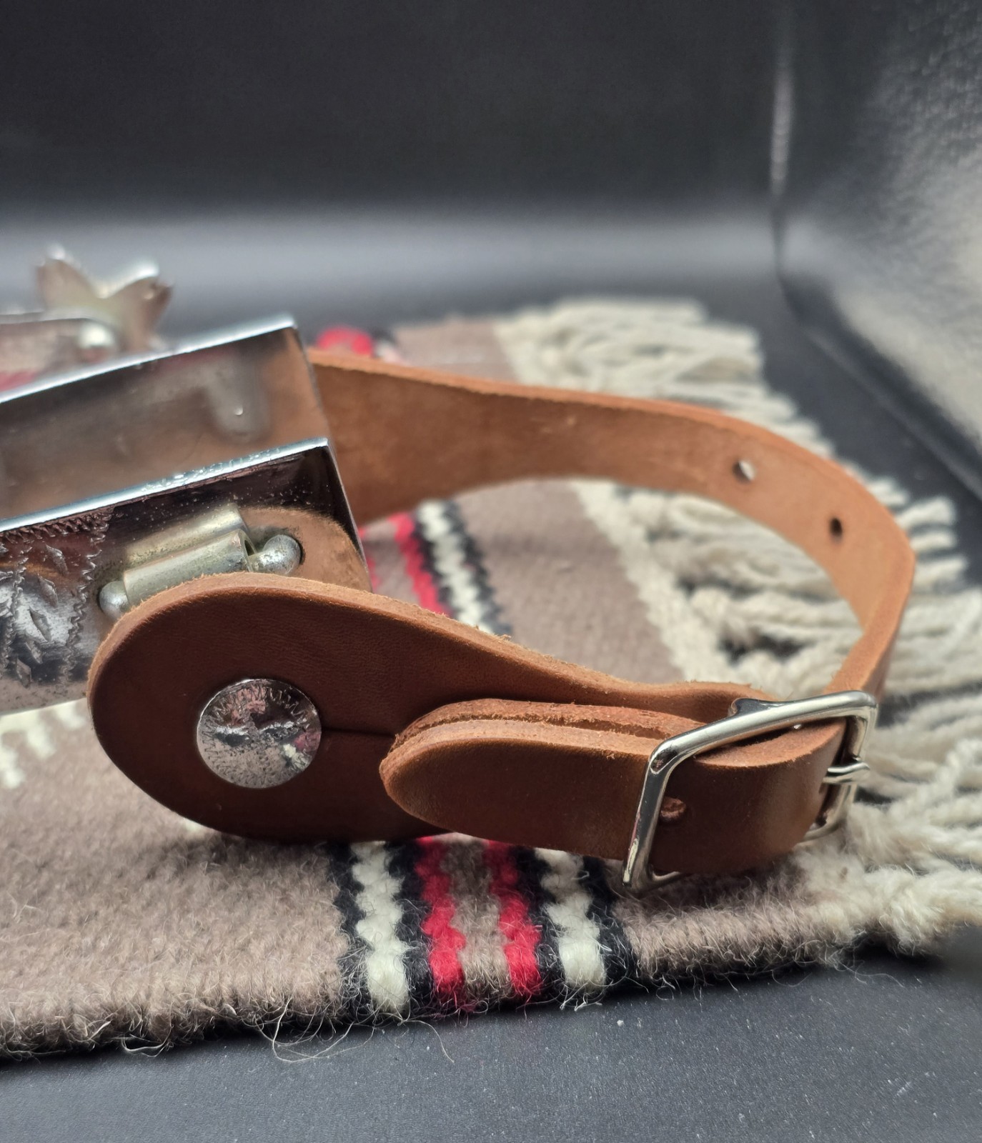 Vintage Engraved Crockett Spurs With Straps