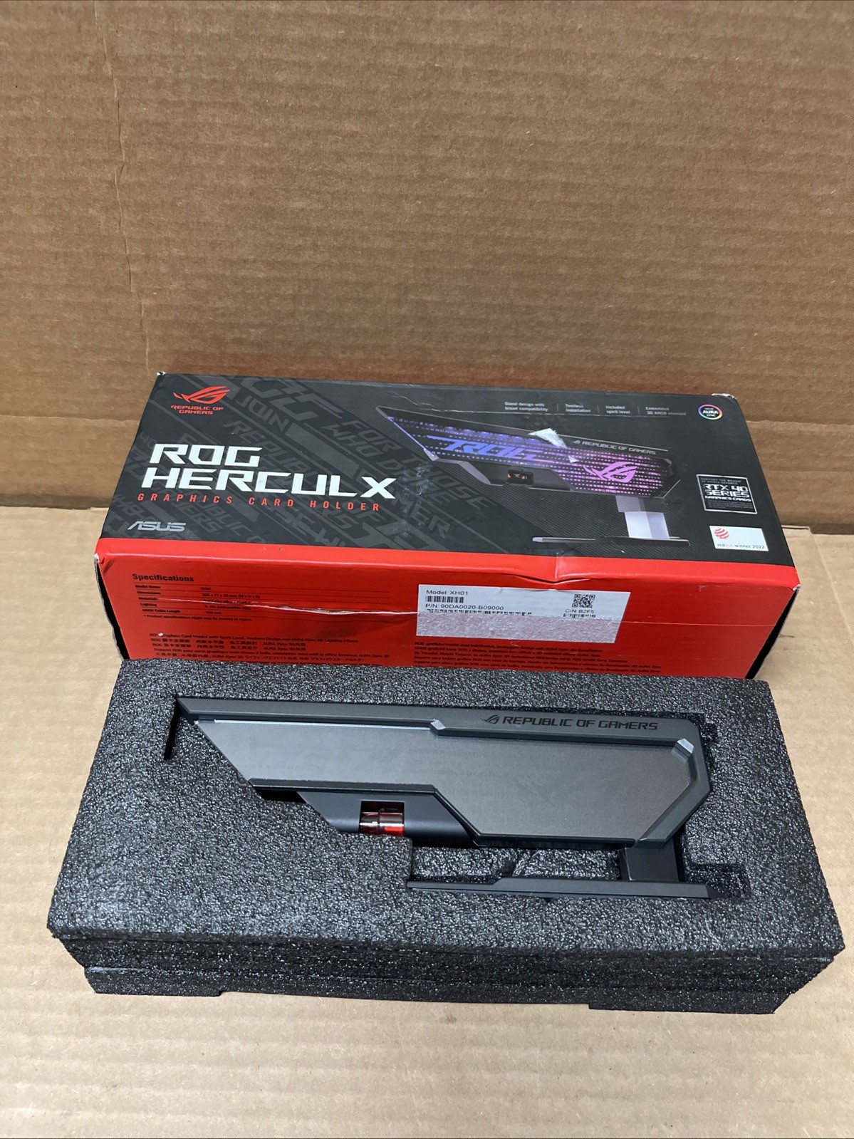 ASUS ROG Herculx Graphics Card Anti-Sag Holder, Incl Spirit Level, Aura Sync RGB