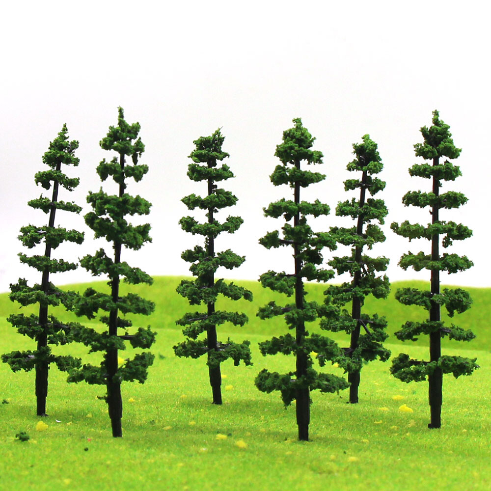 80pcs Model Railway Layout HO OO Scale 1:75 Green Tower Trees 90mm TC90
