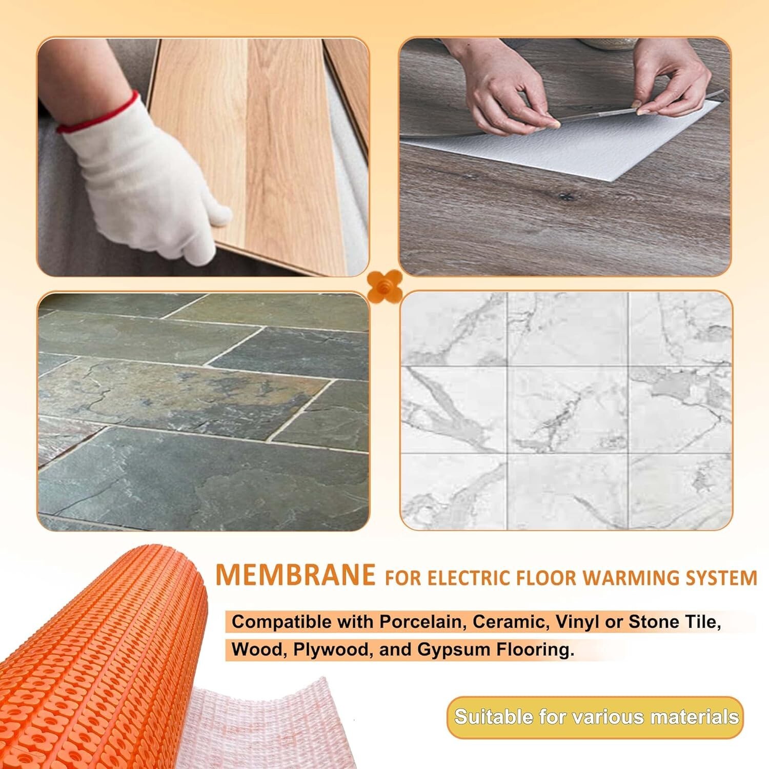 MAXKOSKO Heated Floor Uncoupling Membrane Roll Underlayment Membrane