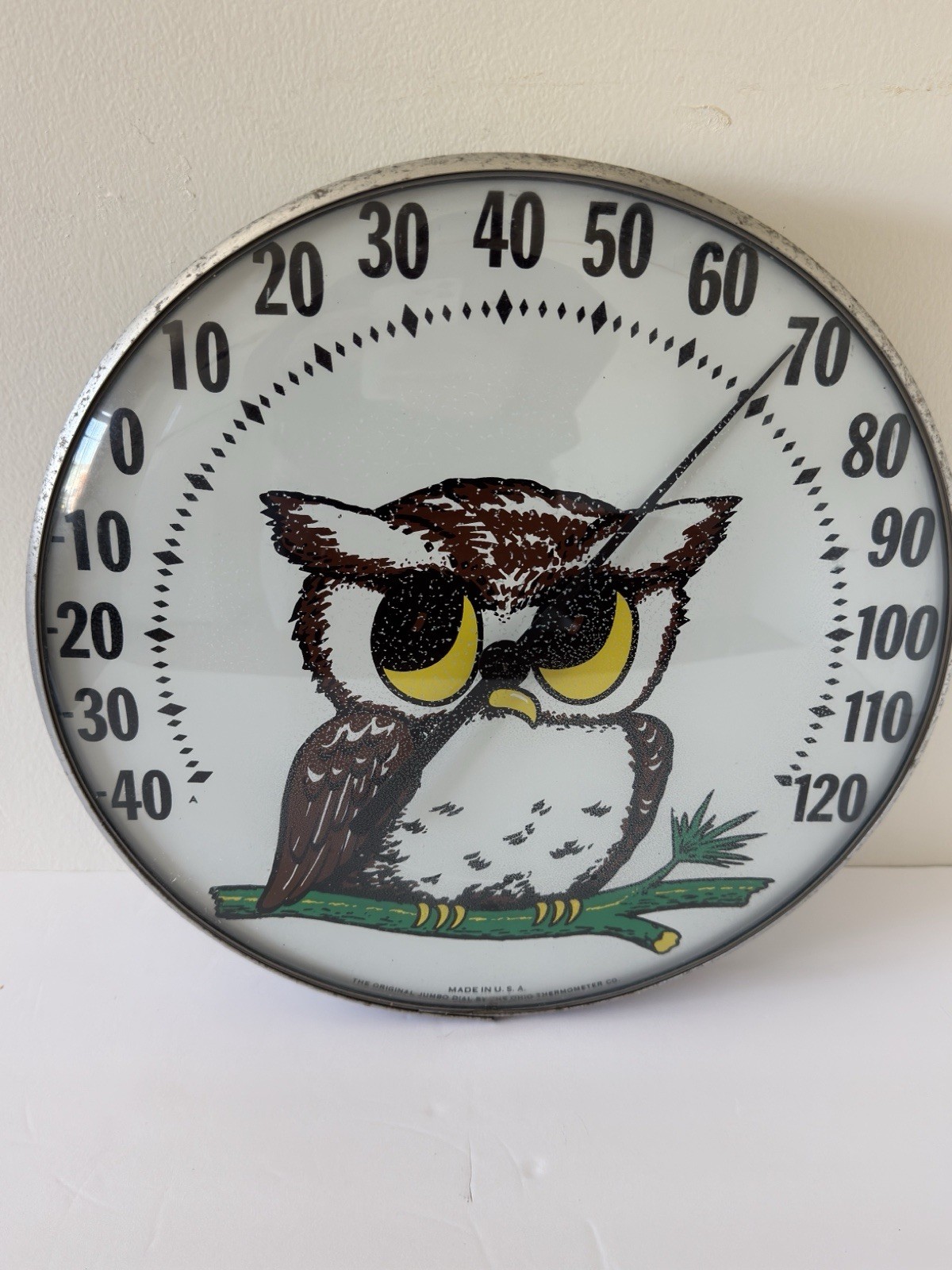 Vintage Original OWL Jumbo Dial Ohio Thermometer Company Outside USA SEE PHOTOS