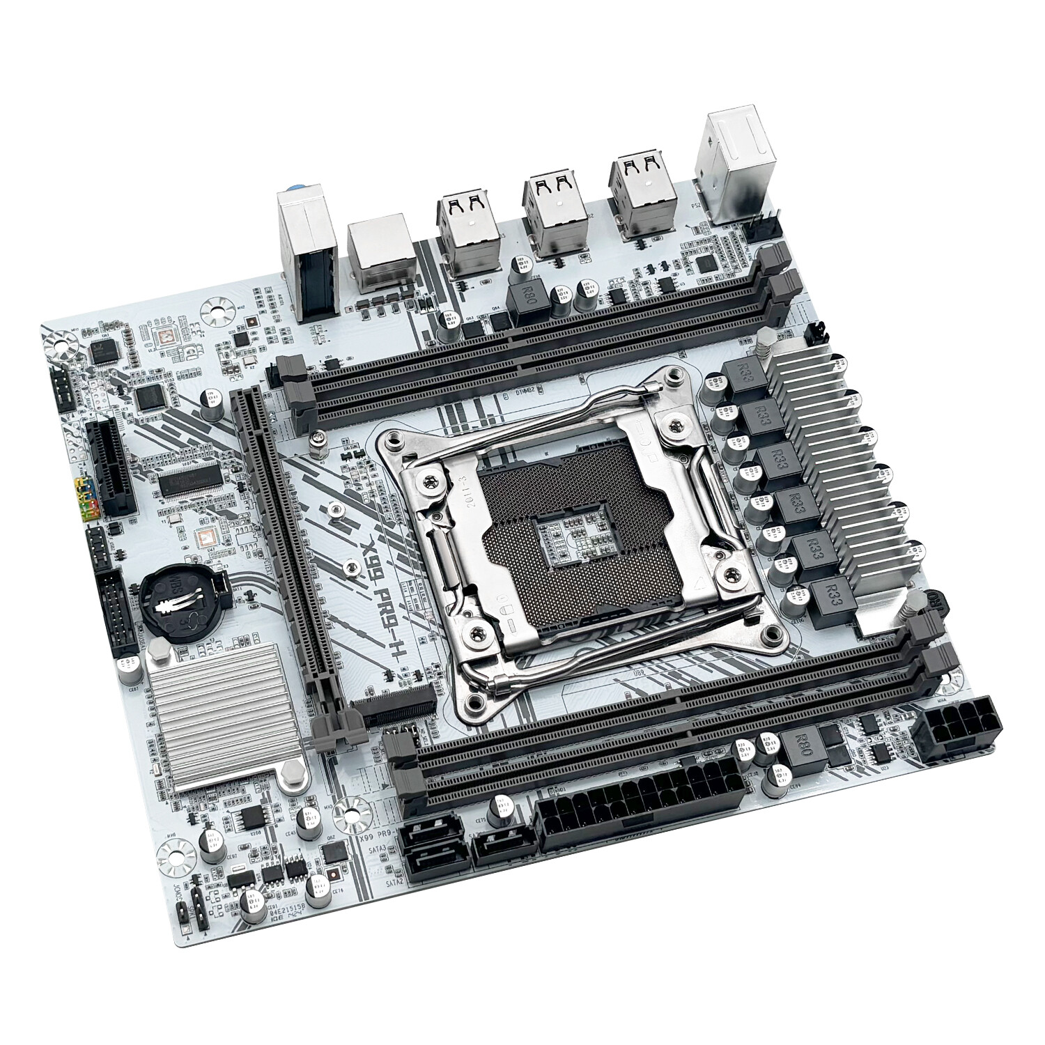 X99 White Motherboard LGA 2011-3 Socket DDR4 RAM SATA/NVME M.2 USB 2.0 SATA 2.0