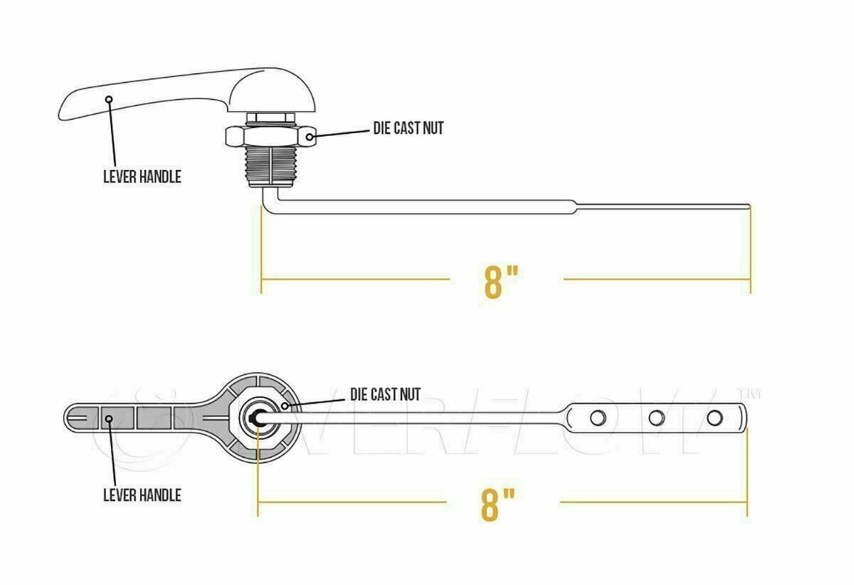 Universal Toilet Tank Flush Lever Chrome Toilet Wrench Handle Fit Most Toilet 1X