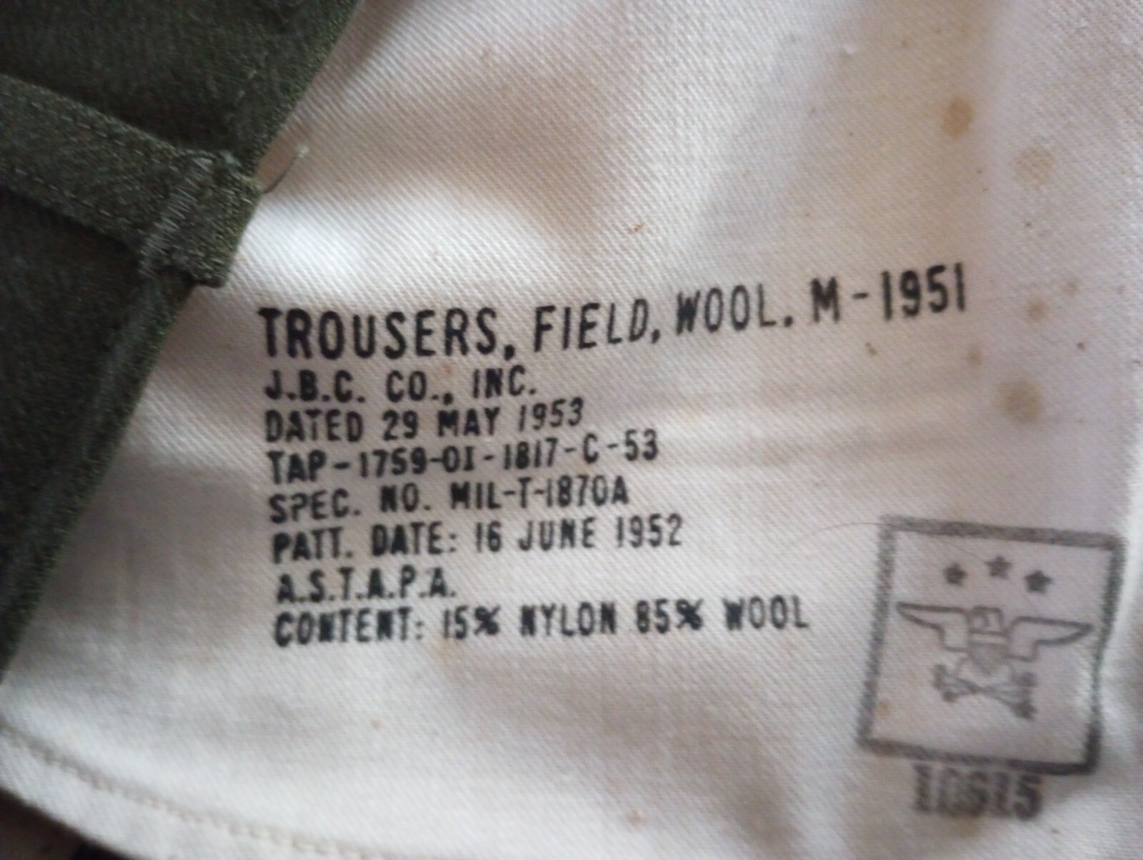 GENUINE U.S MILITARY M-51 MODEL 51 WOOL FIELD PANTS OD GREEN SMALL REGULAR 1951