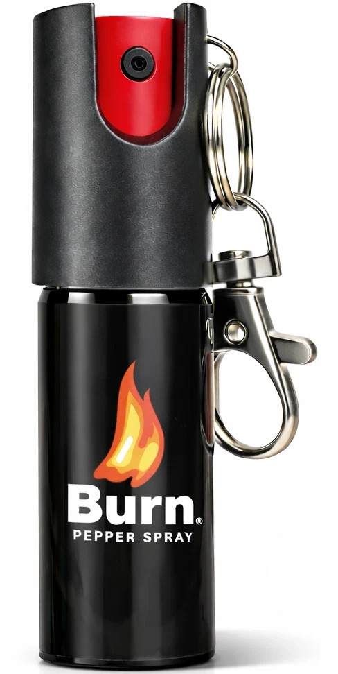 BURN Pepper Spray for Self Defense 1/2oz Police Grade OC Security Keychain Black