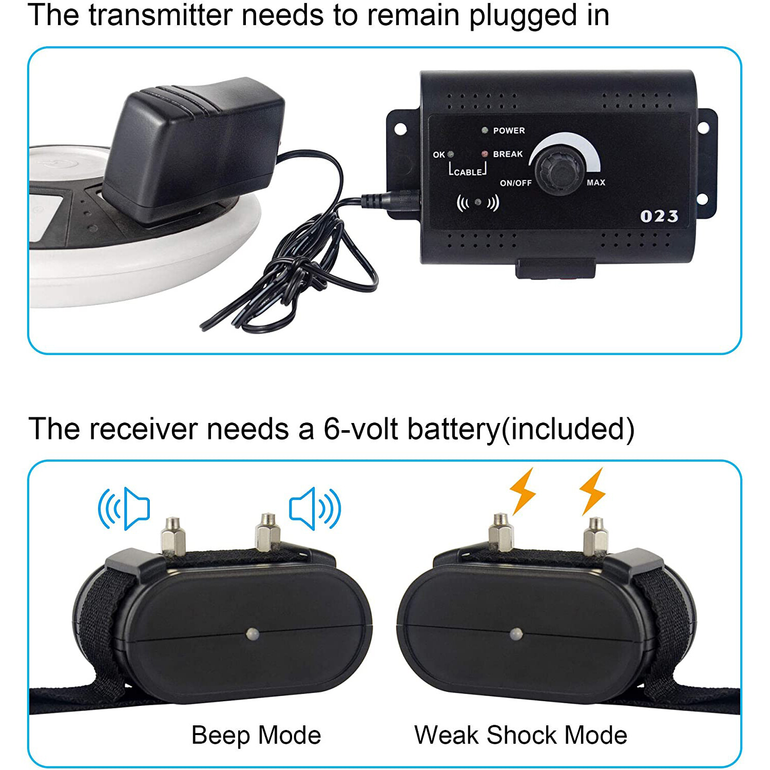 In-Ground Underground Waterproof Electric Dog Pet Fence System 2-3 Shock Collar