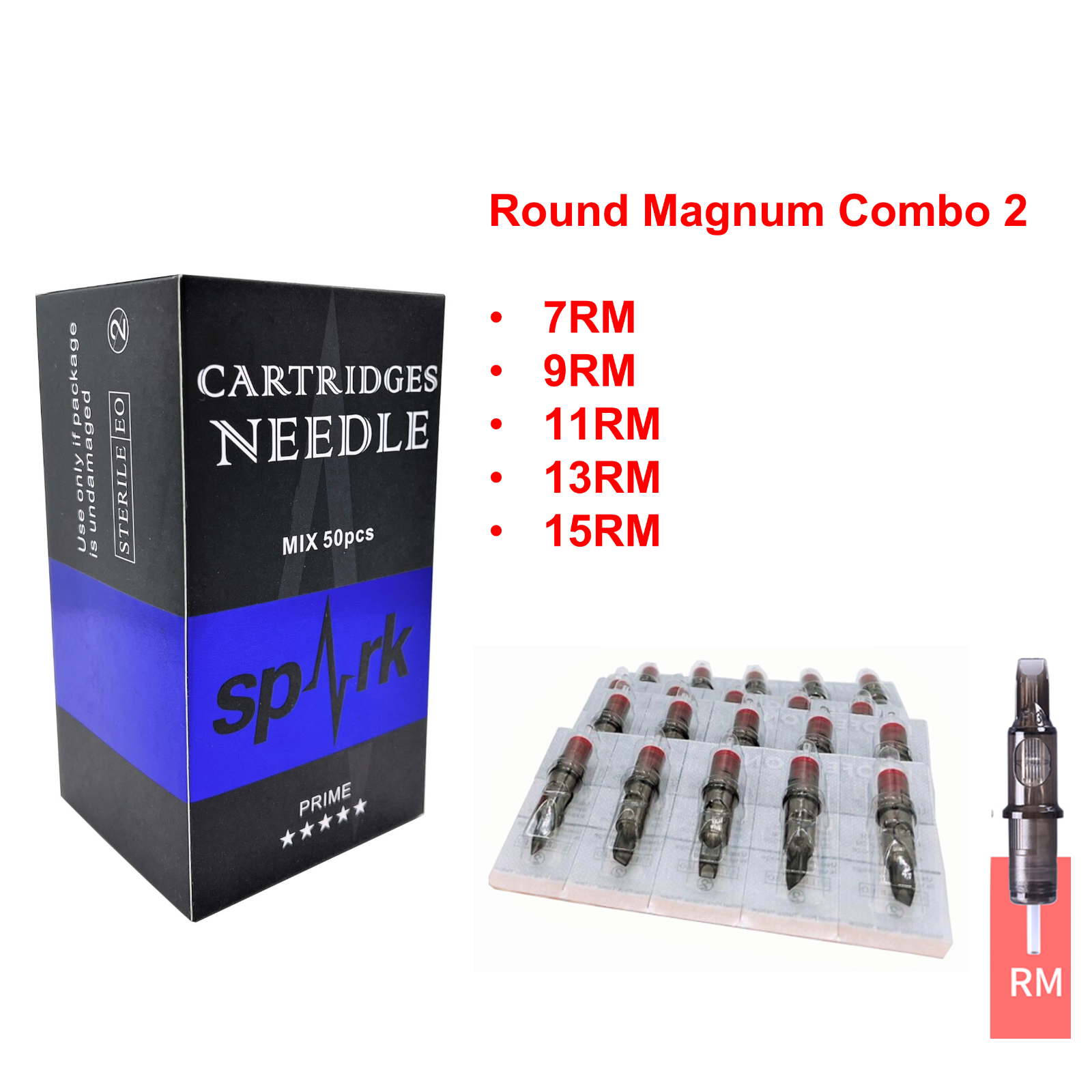 50PCS Mix Combo Spark Tattoo Sterilized Disposable Cartridge Needles