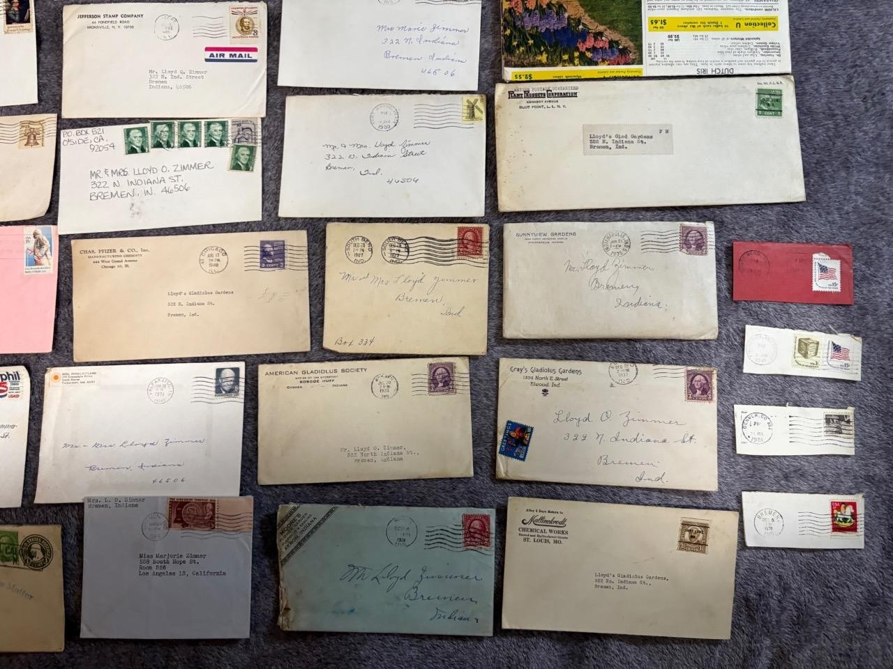 200+ Vintage Stamped Envelopes w/ Gladiolus Flower Gardens Related Letters