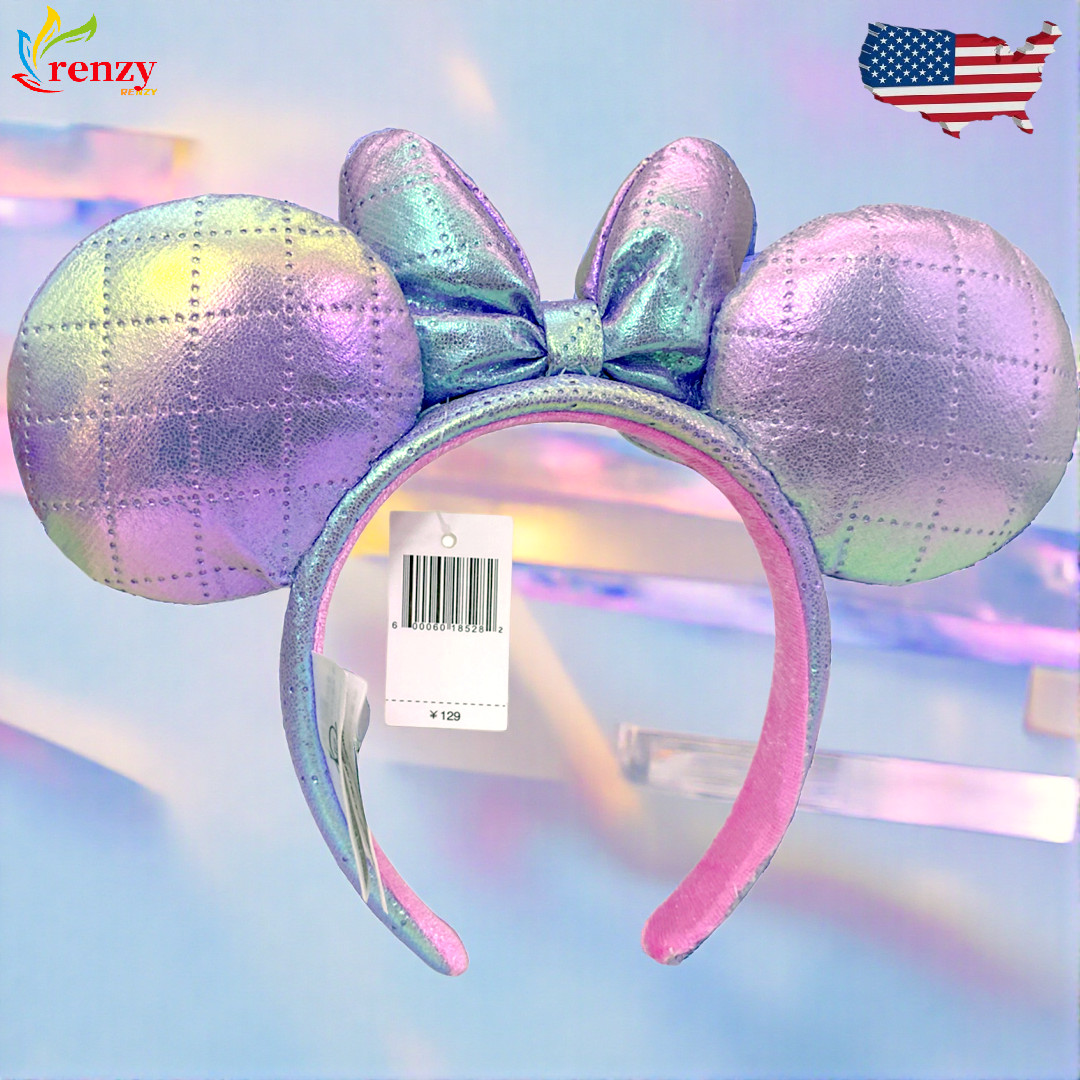 Japan Tokyo Disney-Resort Ears Iridescent Purple Minnie Mouse Ears Headband