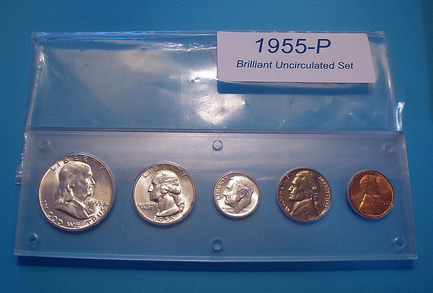 1955 MINT SILVER SET of U.S. COINS LUSTROUS CHOICE +++ BRILLIANT UNCIRCULATED