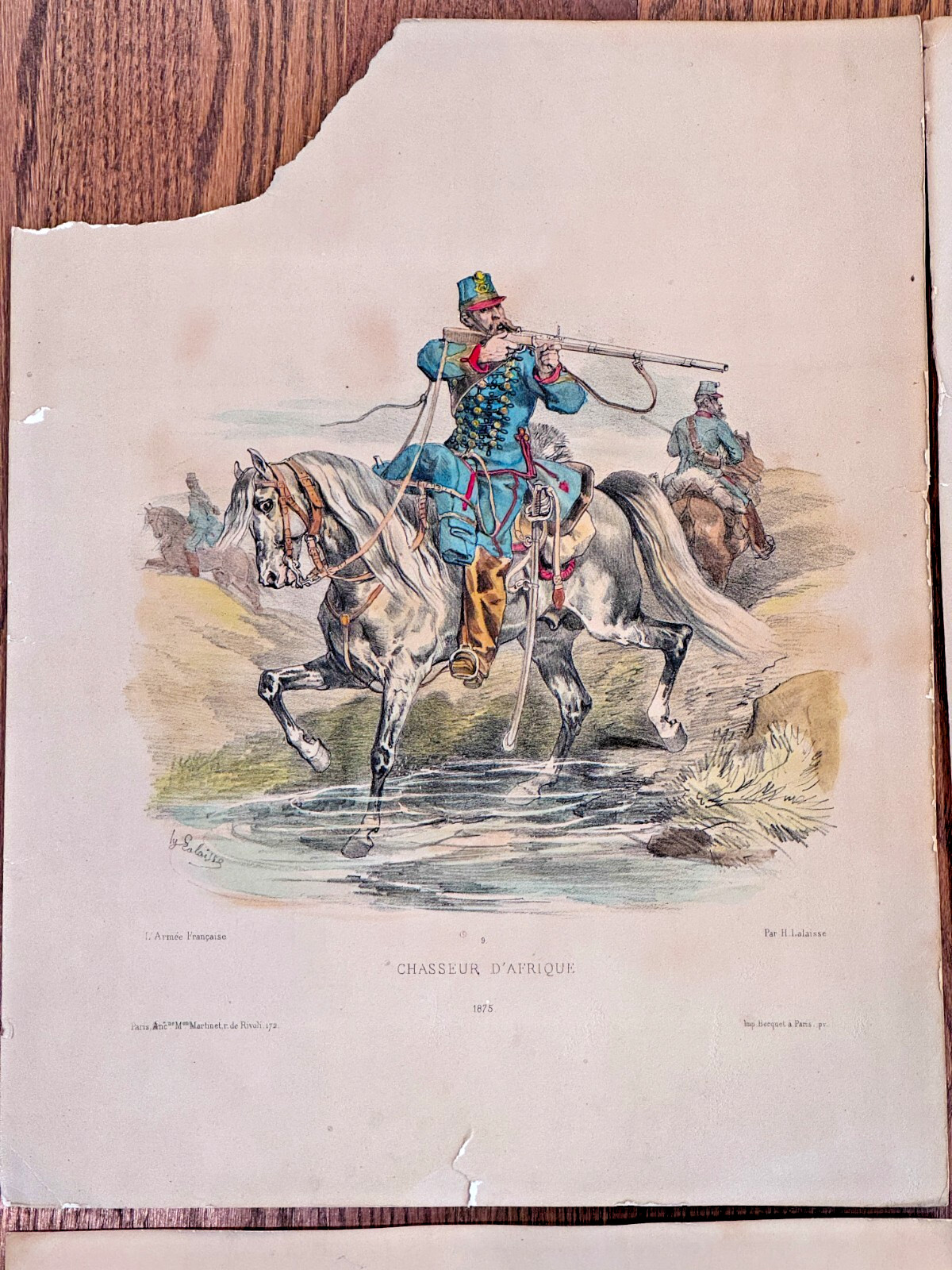 4 Hand Colored Lithographs France Soldier Napoleon Waterloo Battle War