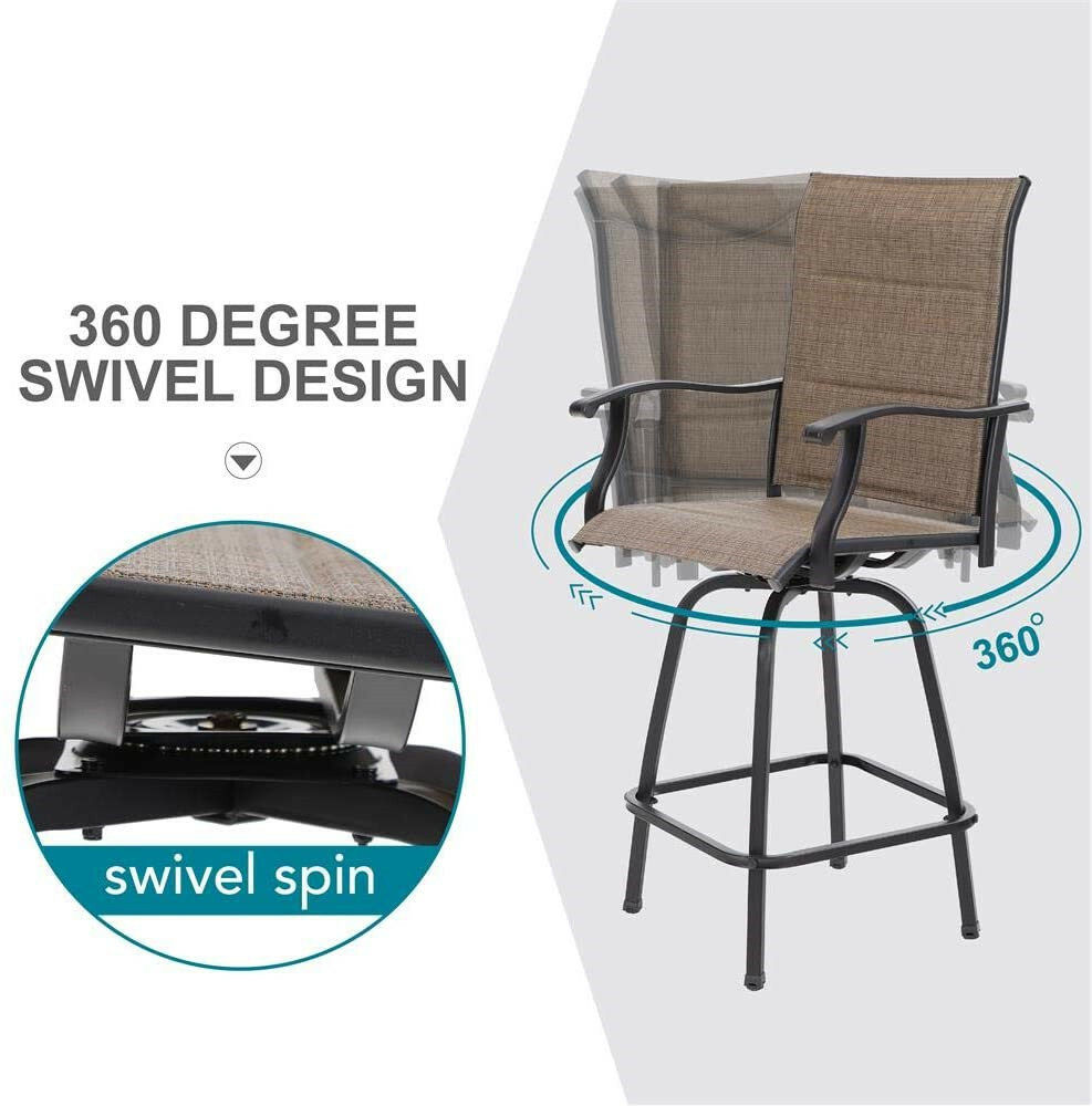 Outdoor Swivel Bar Stools Set of 2 Kitchen Bar Height Patio Chairs Furniture Set