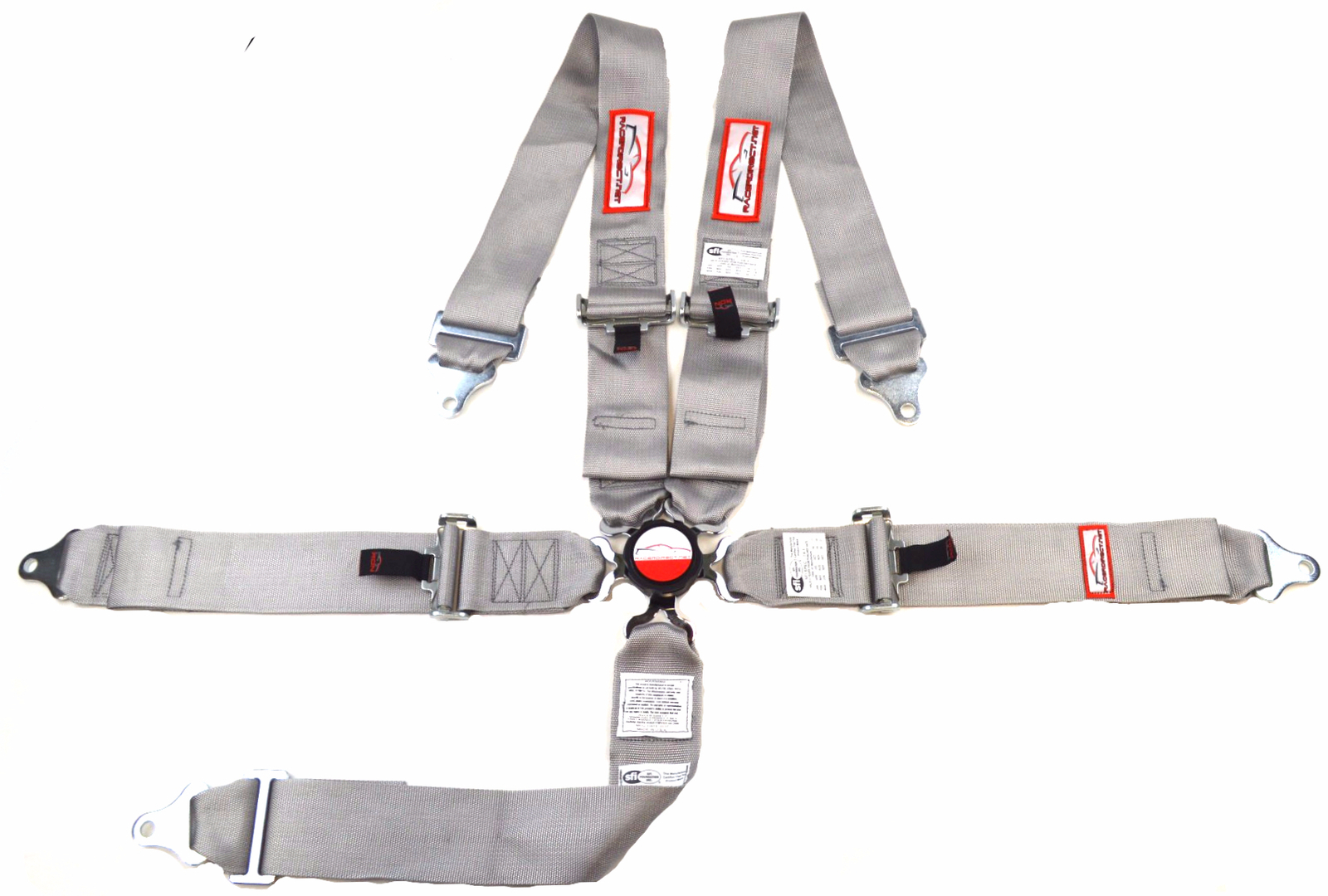 RACERDIRECT SFI 16.1 RACING HARNESS 5 POINT ROLL BAR MOUNT 3" CAM LOCK GRAY
