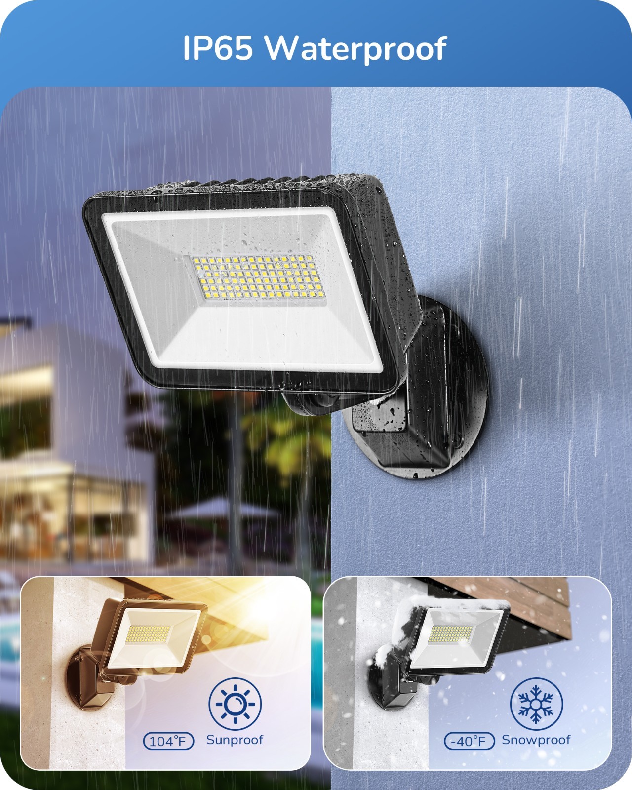 EDISHINE 2-Pack 73W LED Flood Light, Super Bright 10000LM 5000K Outdoor Security