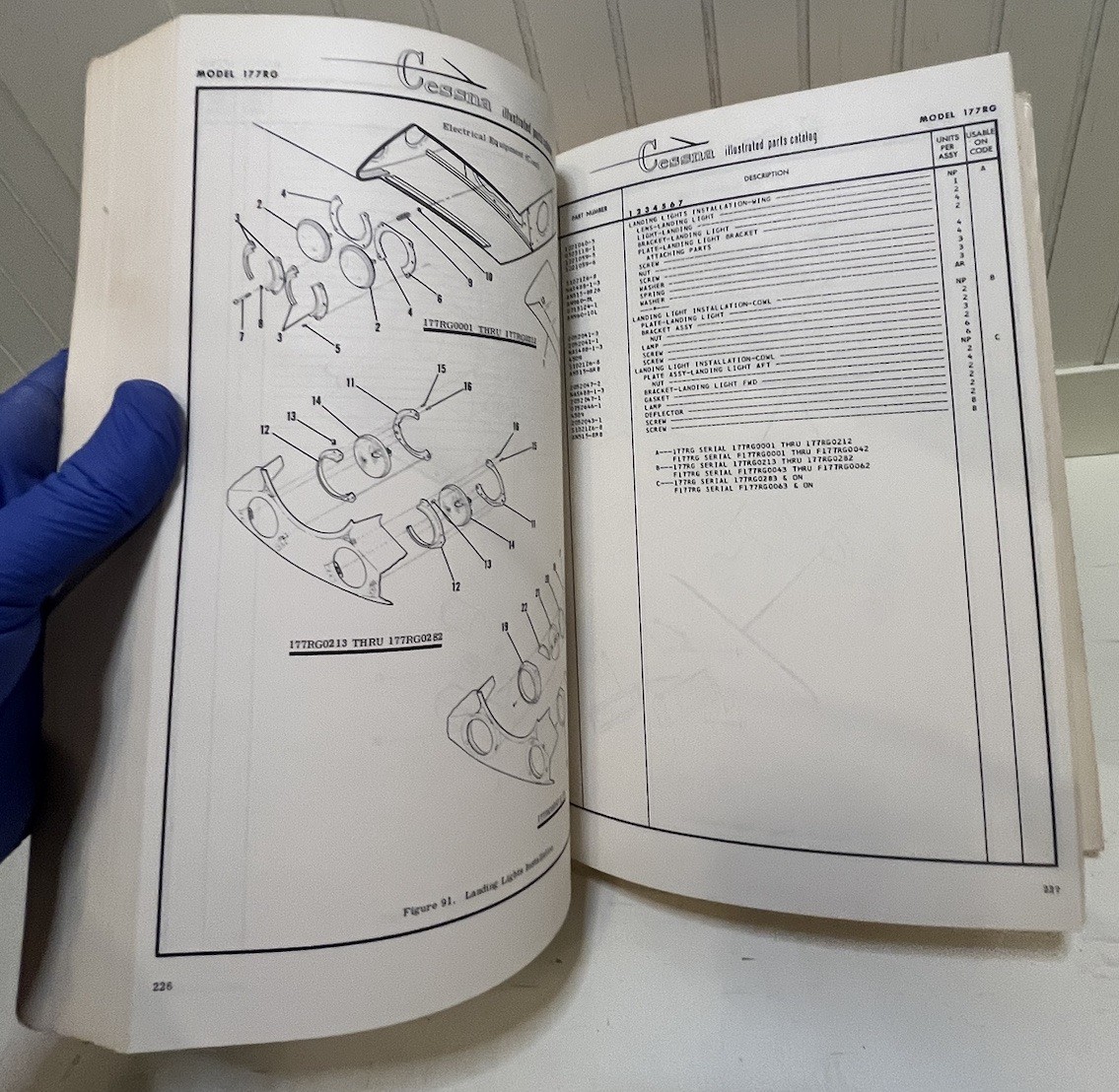 1971-1975 CESSNA Cardinal RG Parts Catalog Manual Original Book