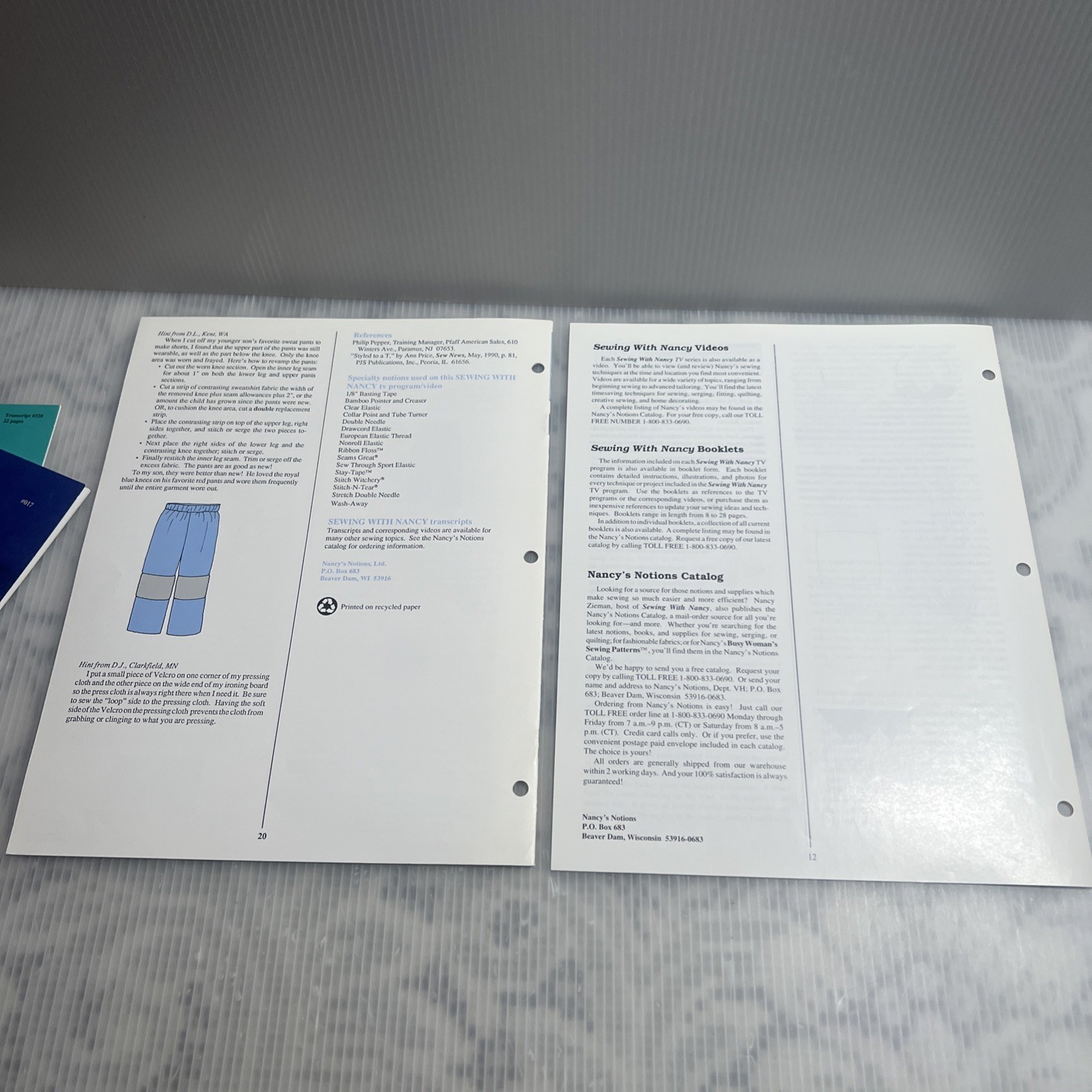 Sewing With Nancy Lot Of 19 Booklets, Pamphlets, And Transcripts 1990’s