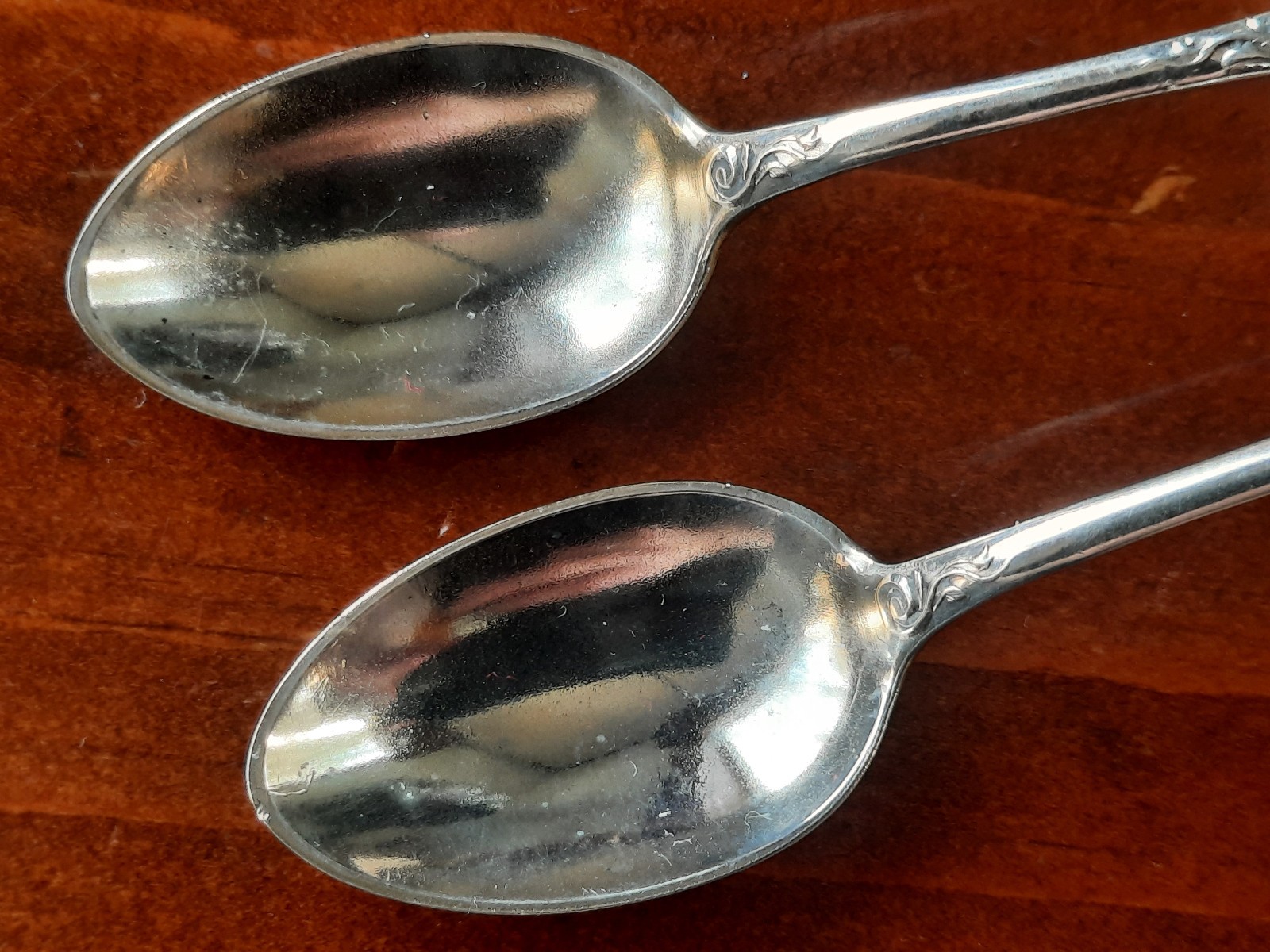 Pair Sterling Wood & Hughes Unknown Chrysanthemum Pattern Demitasse, No Mono