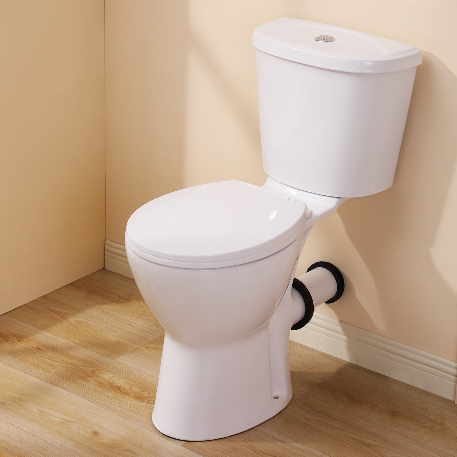 19 Inch Tall Toilet Rear Discharge Toilet with Dual Flush 1/1.6GPF for Seniors