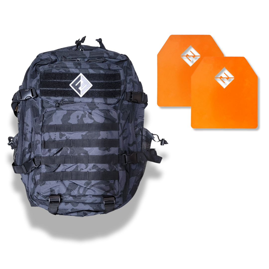 F&F STEEL Tactical Fitness Backpack with Weight Plates for Rucking and Training