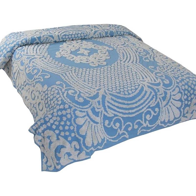 100 Cotton Chenille Bedspread Medallion Design Lightweight Tufted Coverlet New