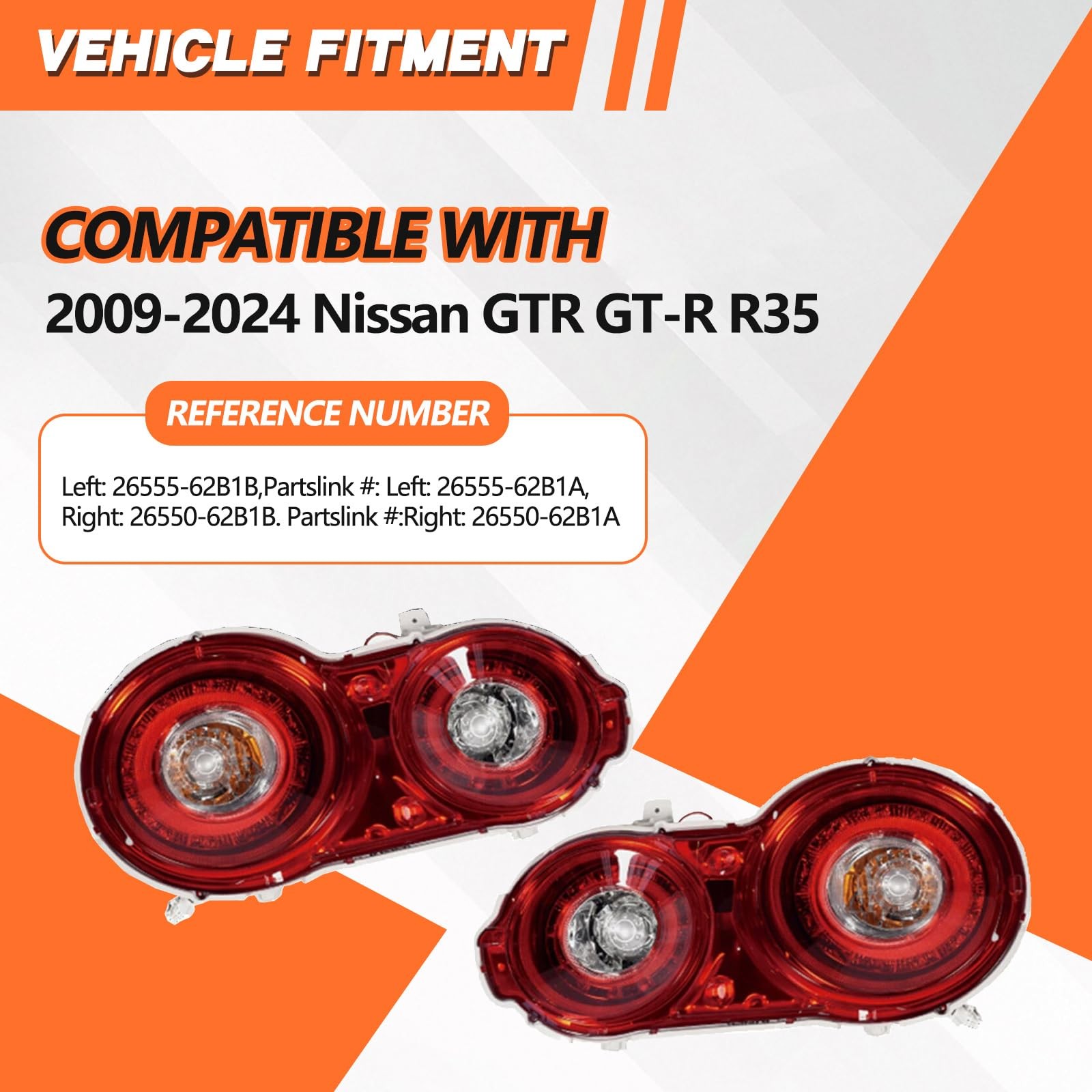 LED Tail Light for 2009-2024 Nissan GTR GT-R R35 Rear Red Brake Tail Lamp