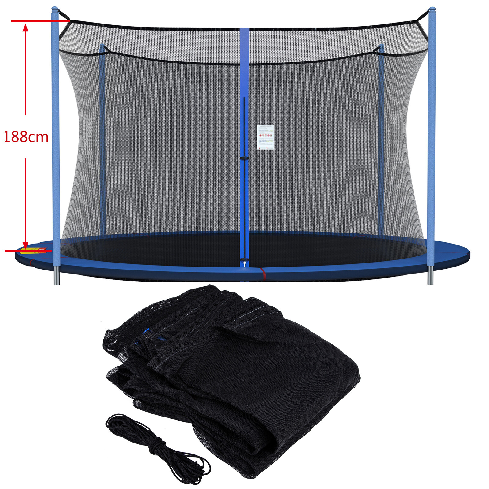 12 13 14 15ft Trampoline Safety Net Replacement Fit 4 6 8 Poles Round Enclosure