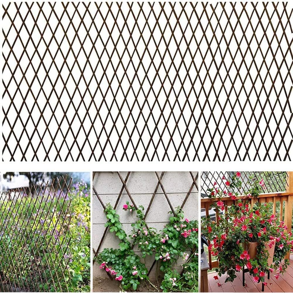 2 Pack Willow Expandable Lattices Fence，Garden Fence Trellis for Climbing Plants